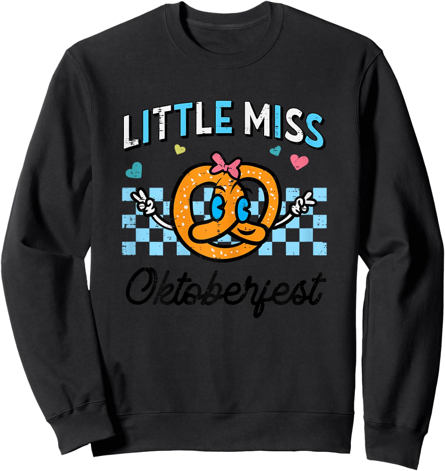 Little Miss Oktoberfest Pretzel German Toddler Girls Kids Sweatshirt - Sweatshirt | Black
