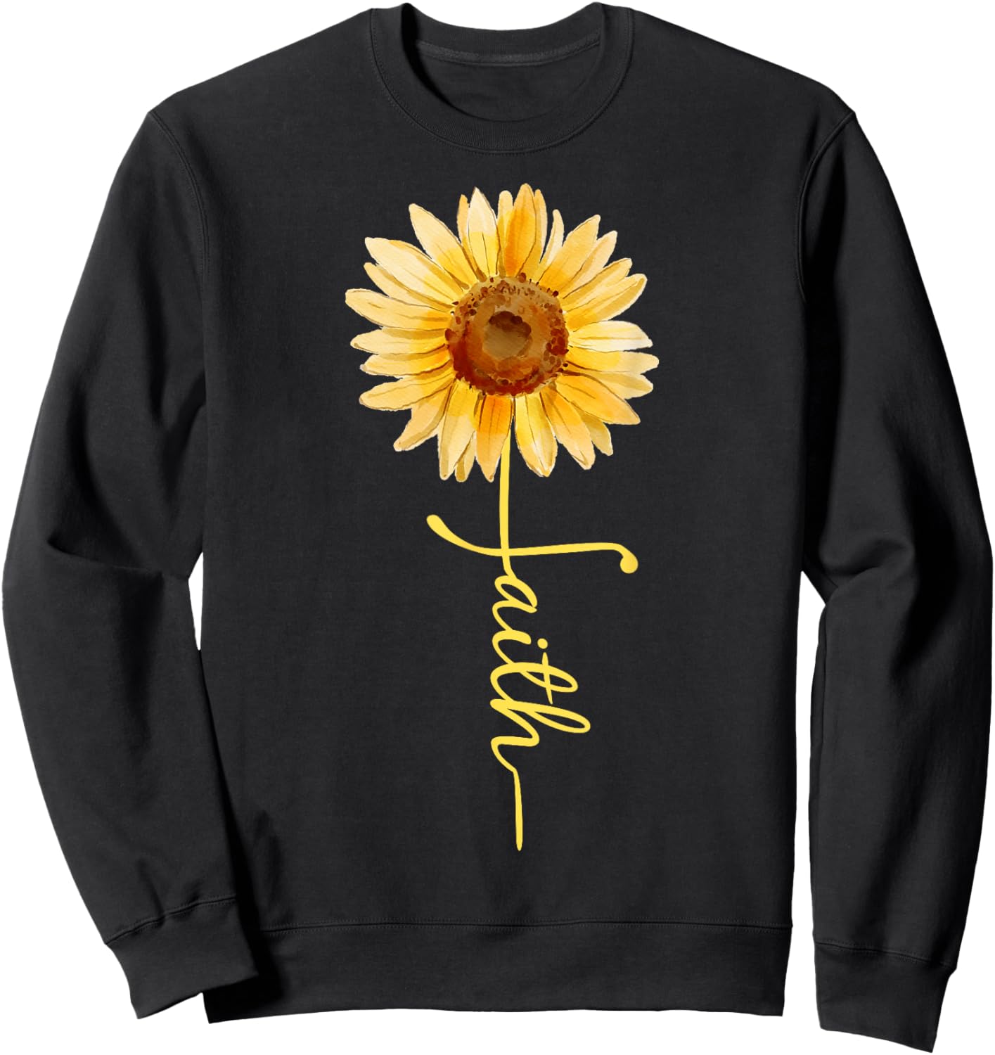 Christian Sunflower Faith butterfly Graphic women's Sweatshirt - Sweatshirt | Black