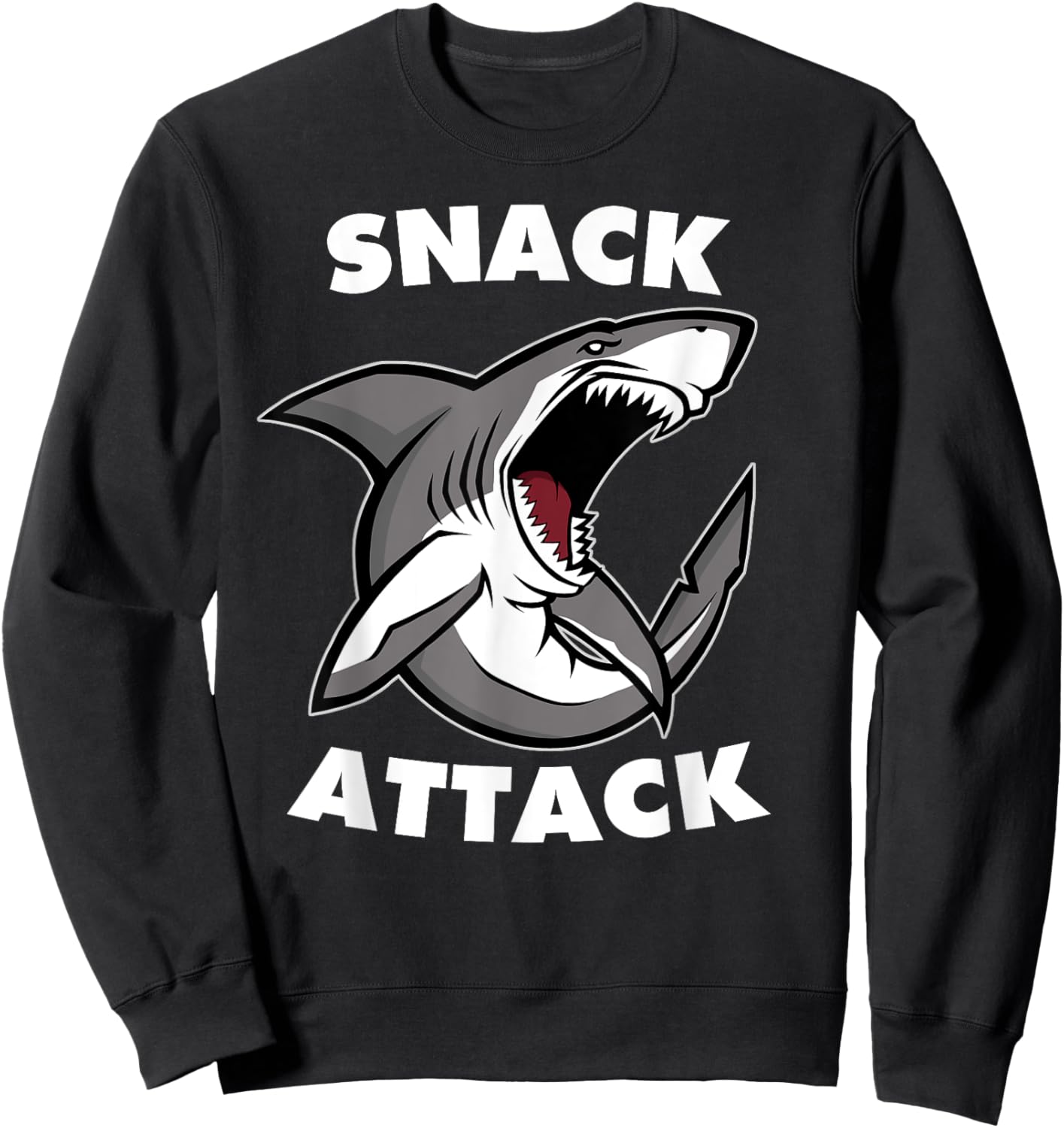 Shark Snack Attack Funny Hungry Shark Sweatshirt - Sweatshirt | Black