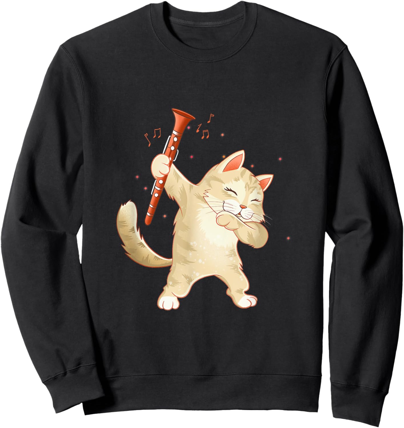Funny Clarinet Dabbing Cat Lover Clarinetist Cat Men Women Sweatshirt - Sweatshirt | Black