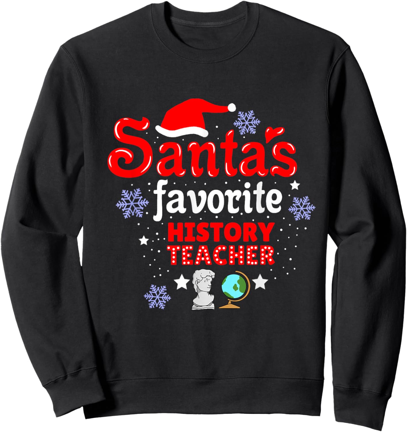 Santas Favorite History Teacher Christmas Sweatshirt - Sweatshirt | Black