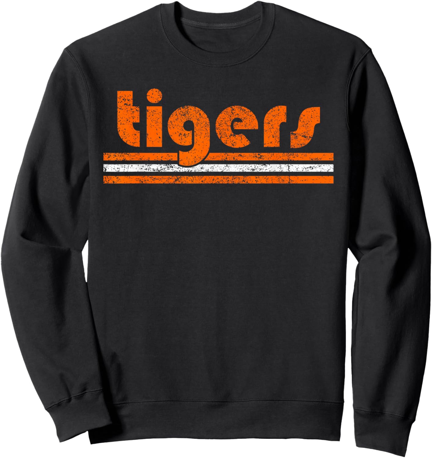 Vintage Tigers Retro Three Stripes Weathered Sweatshirt - Sweatshirt | Black