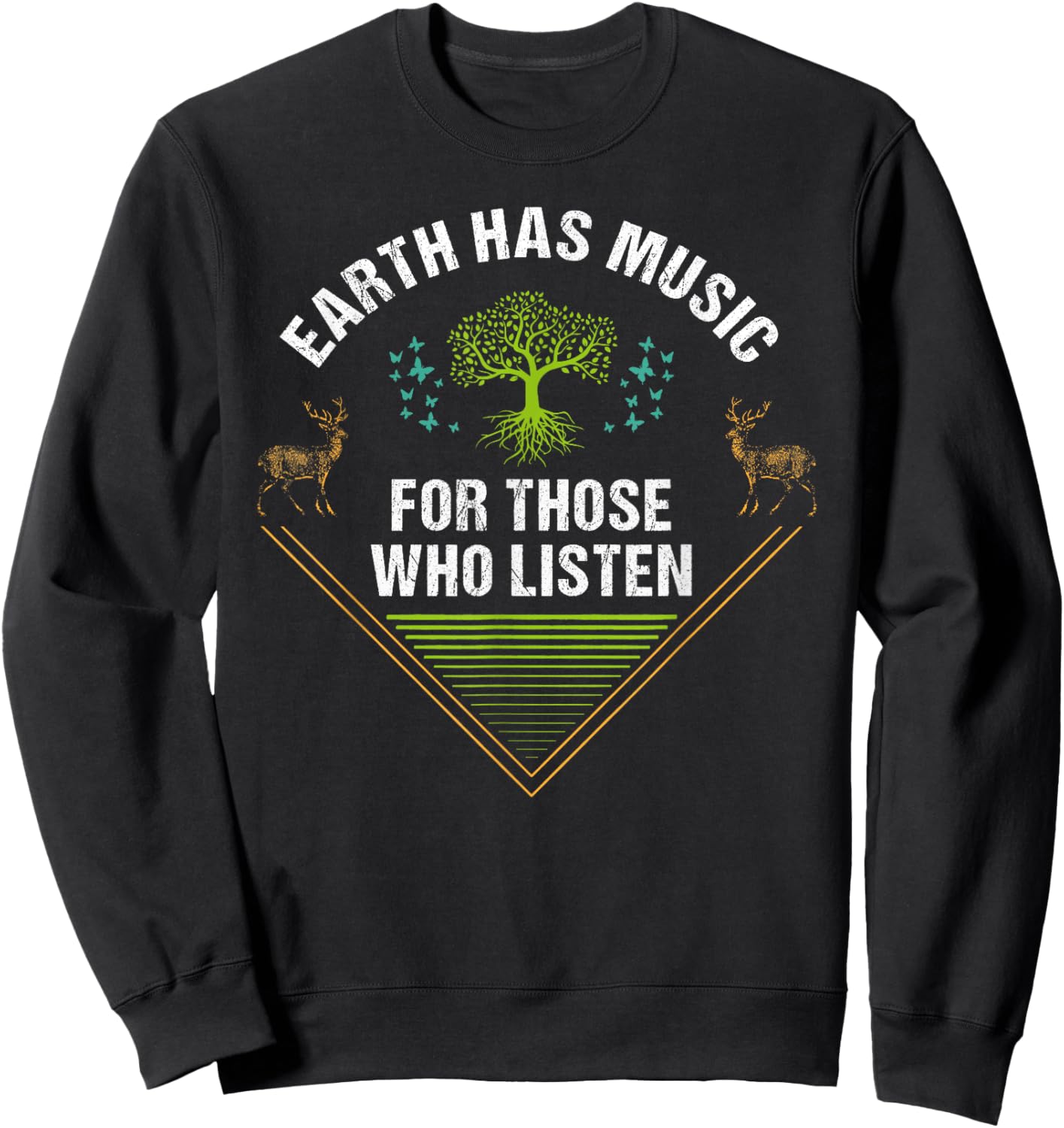 Walk with Nature Earth Music Hiking Themed Outdoor Sweatshirt - Sweatshirt | Black