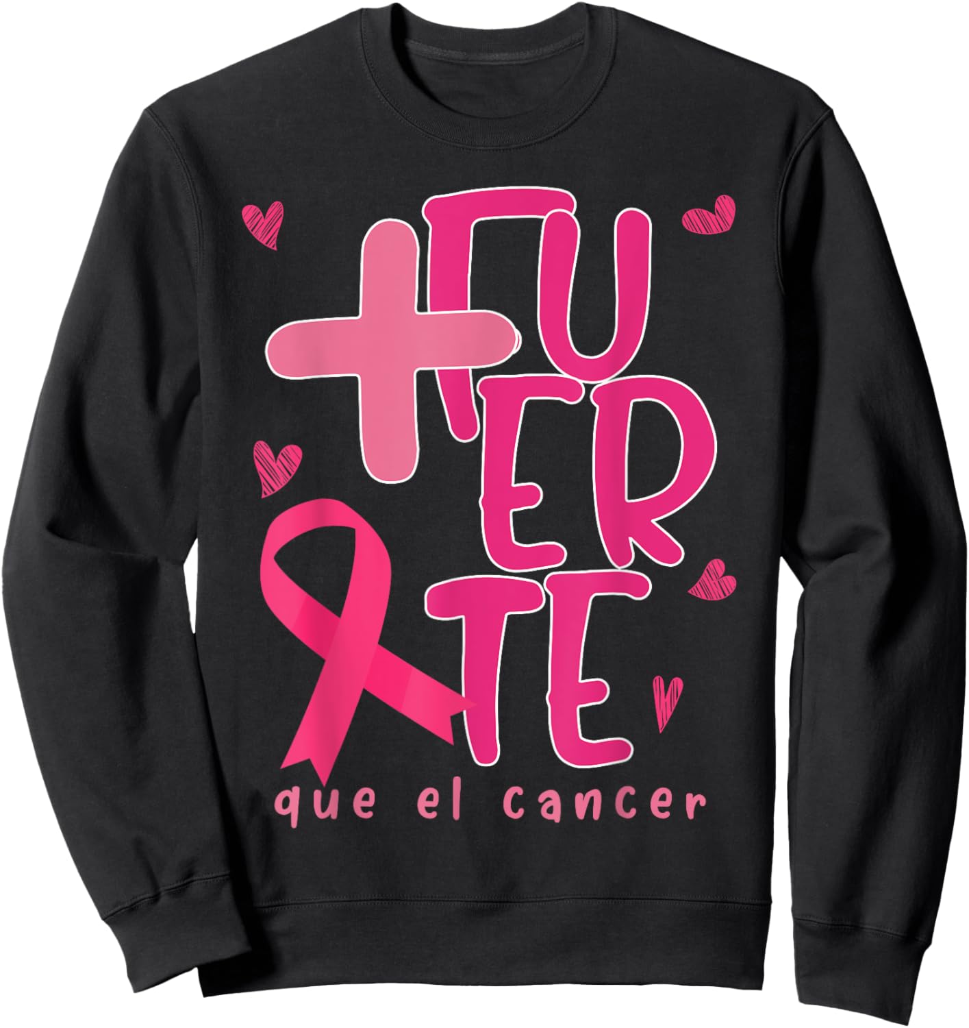 Cute Breast Cancer Support Espanol We Wear Pink Spanish Sweatshirt - Sweatshirt | Black