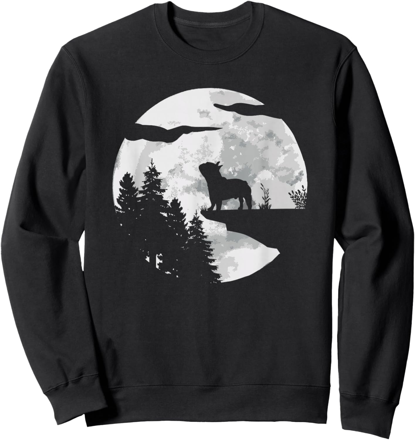 French Bulldog Full Moon At Night - Dog Lover French Bulldog Sweatshirt - Sweatshirt | Black