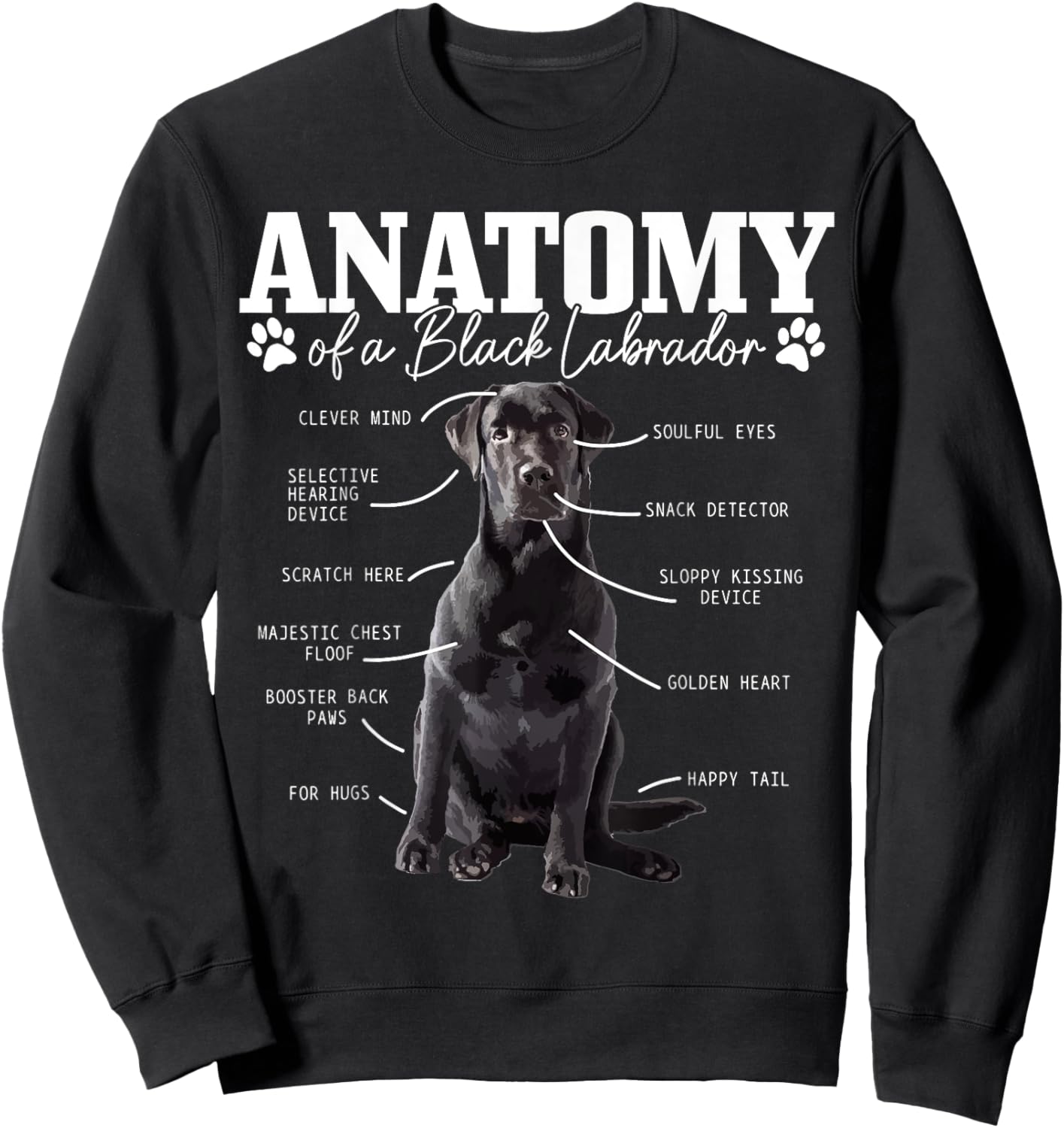 Black Labrador Retriever Anatomy Funny Cute Dog Mom Dad Women Girls Kids Sweatshirt - Sweatshirt | Black