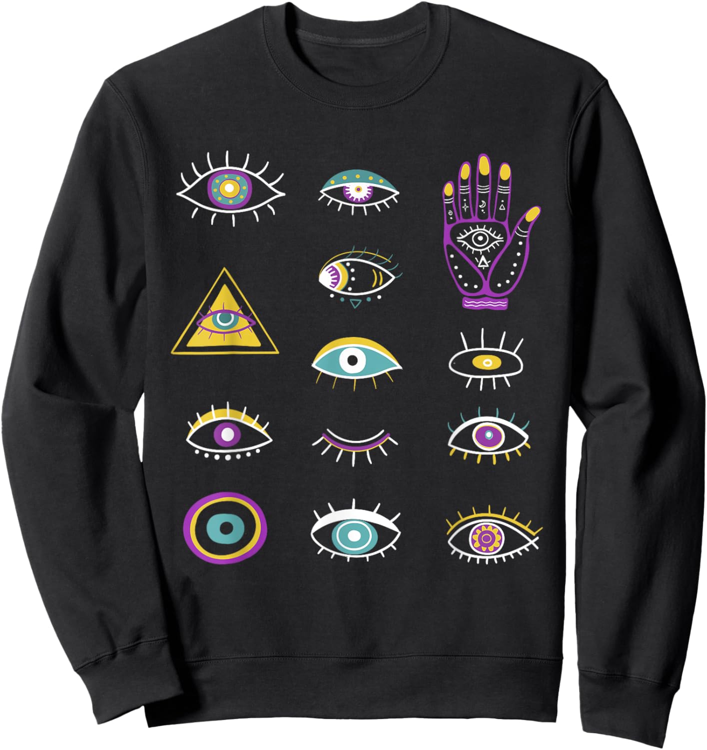 Evil Eye Curse Protection Seeing Eyes Evil Eye Nazar Mati Sweatshirt - Sweatshirt | Black