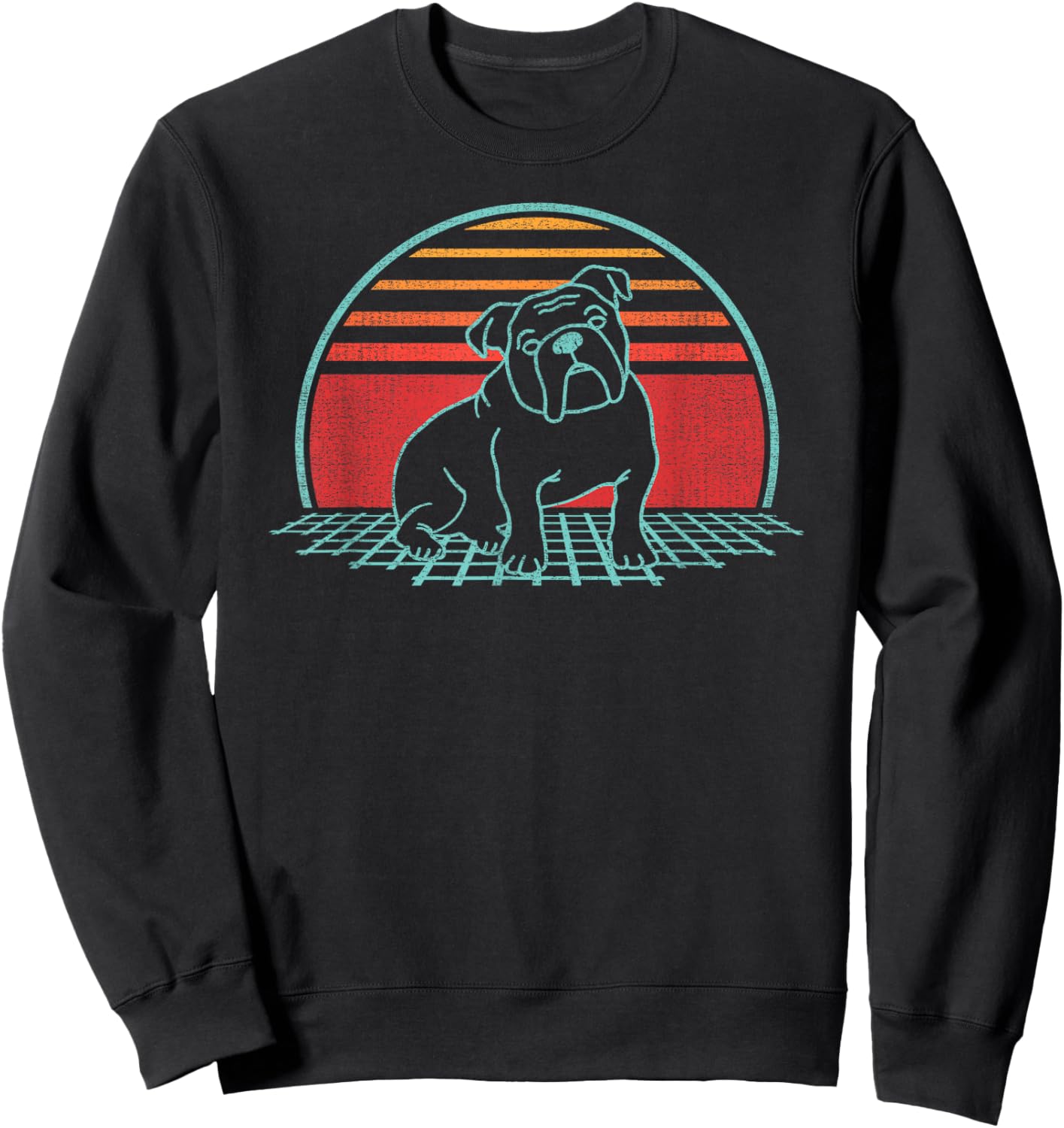 English Bulldog Lover Dog Owner Retro Vintage 80s Style Sweatshirt - Sweatshirt | Black