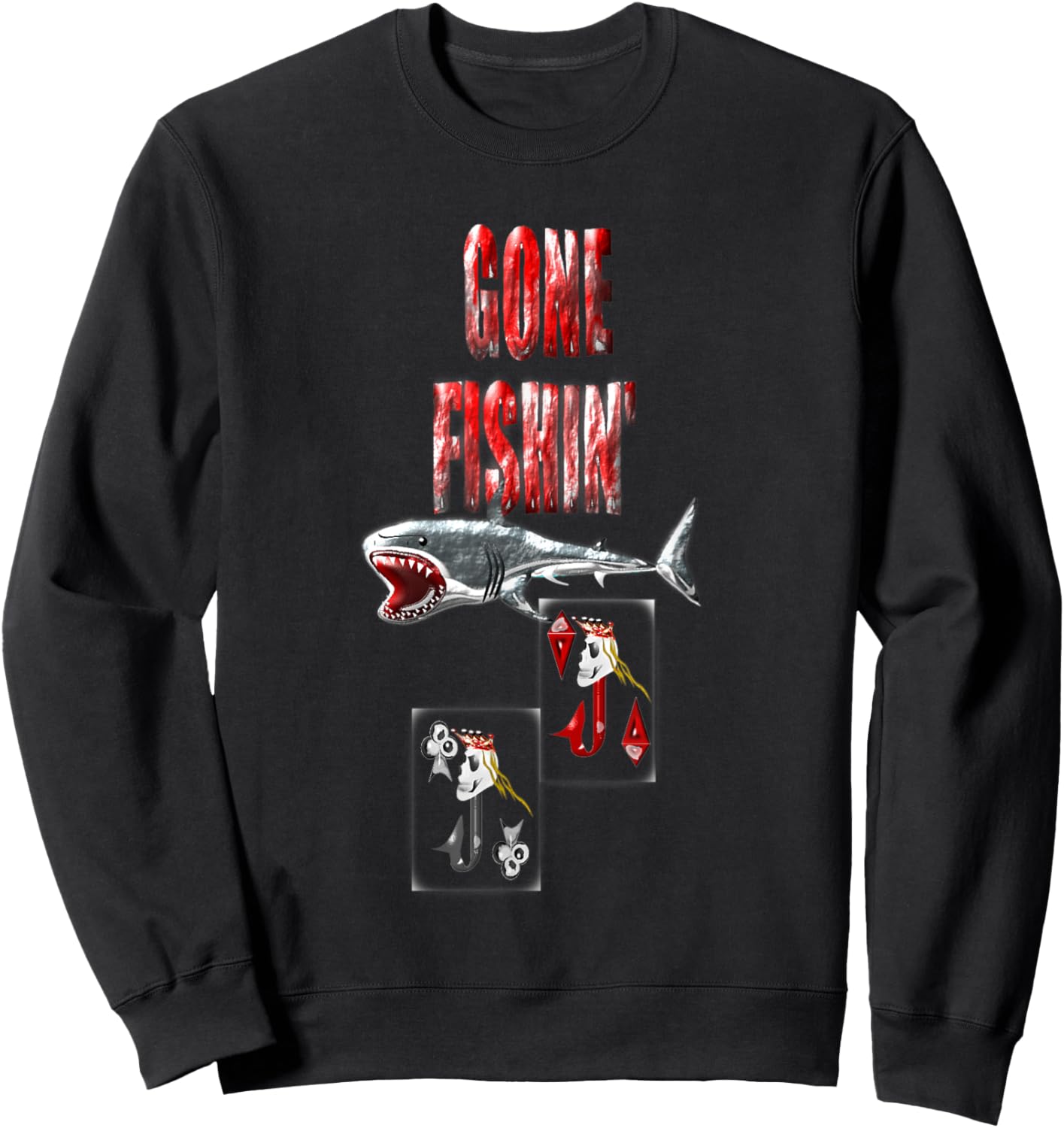 JJ 's fish hooks , gone fishin' Sweatshirt - Sweatshirt | Black