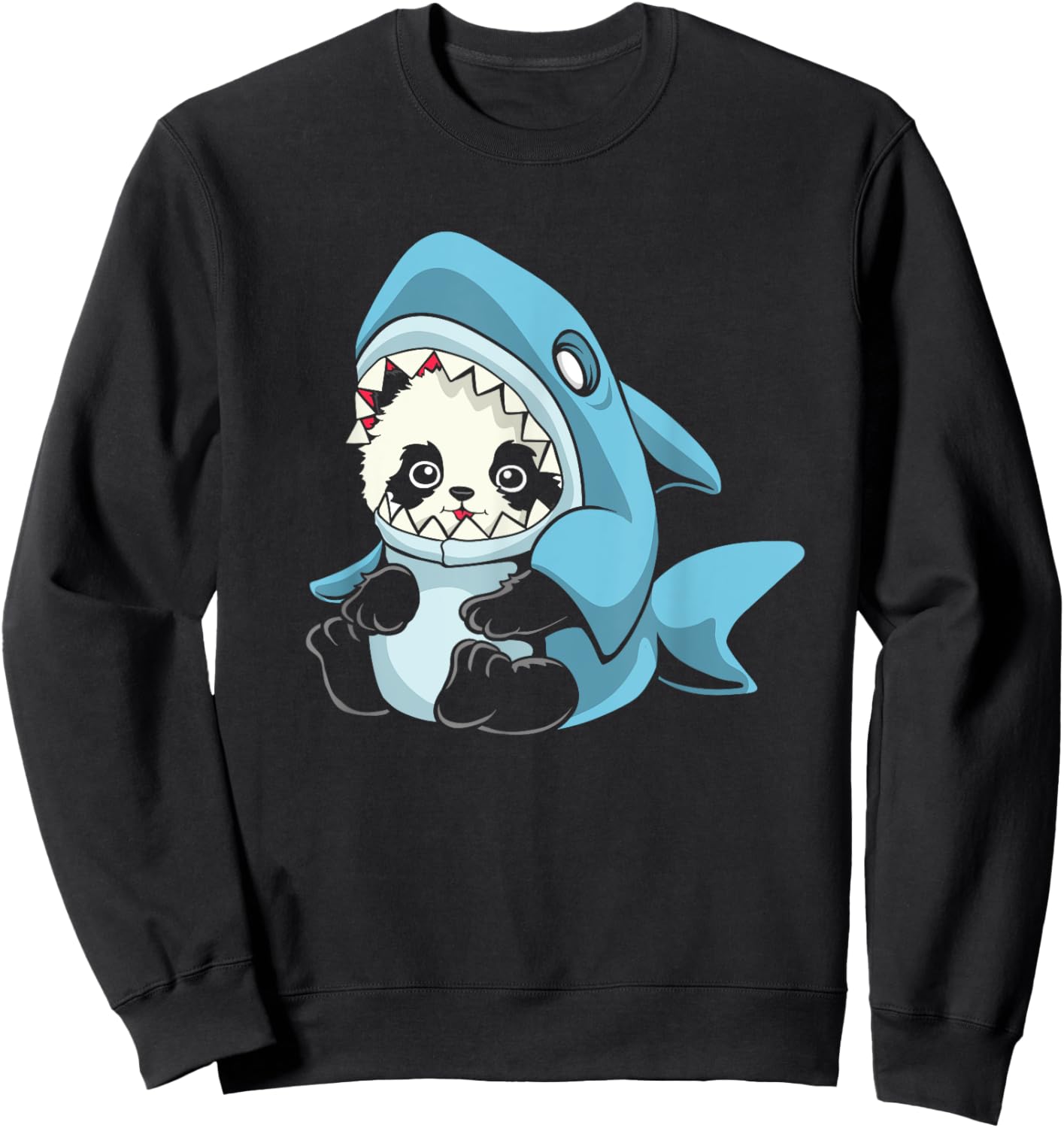 Adorable Baby Panda Shark Sweatshirt - Sweatshirt | Black