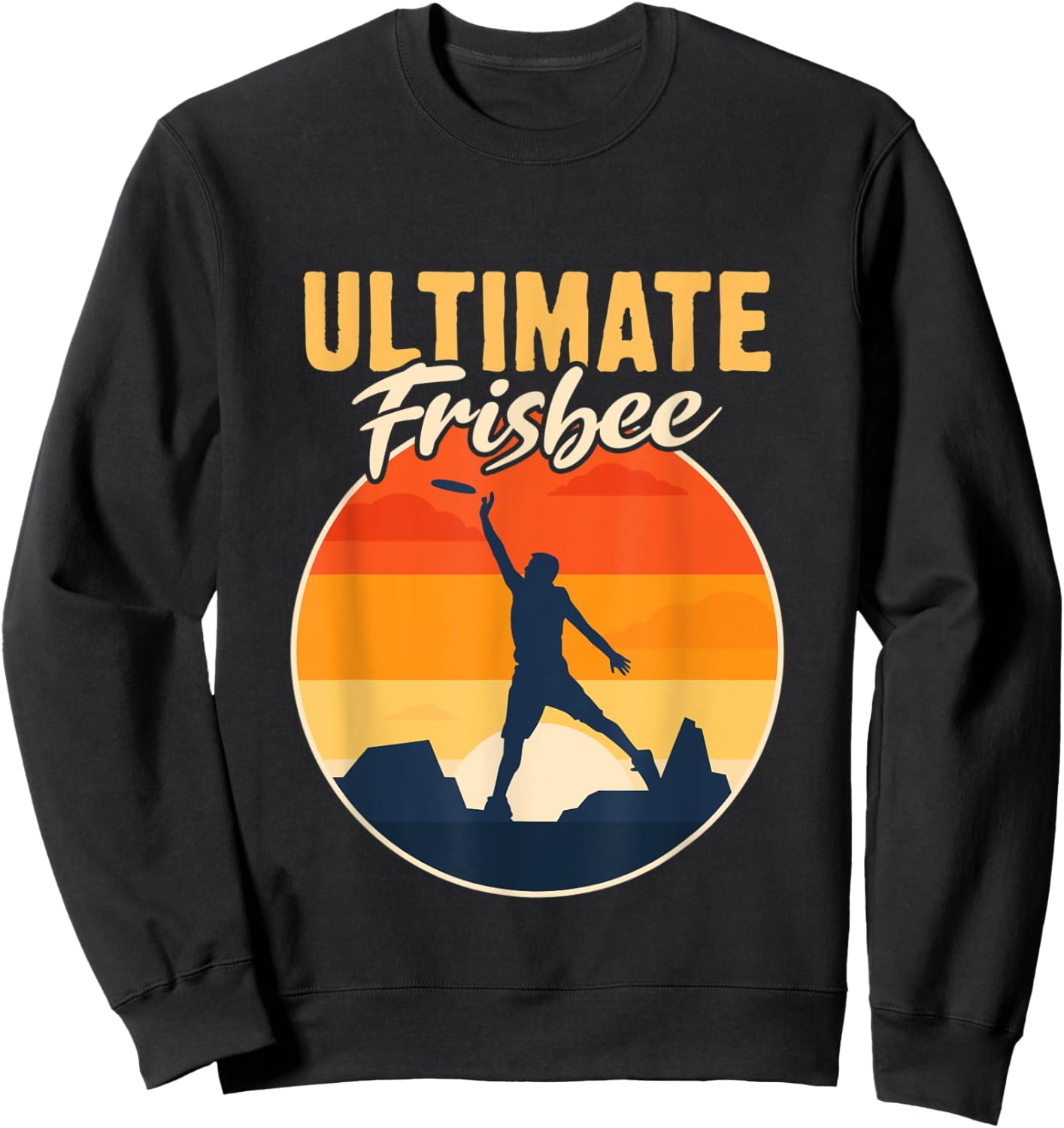 Retro Ultimate Frisbee Player Men Women Vintage Flying Disc Sweatshirt - Sweatshirt | Black