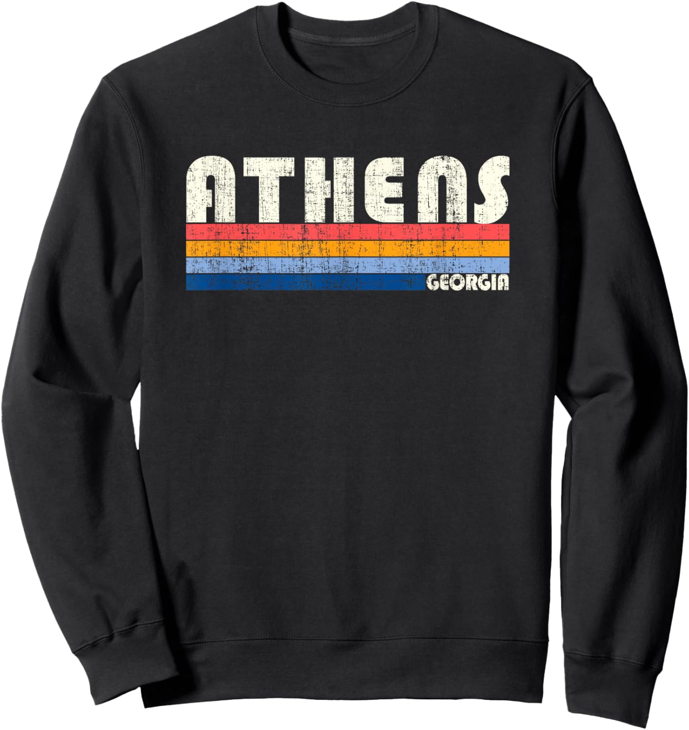 Retro Vintage 70s 80s Style Athens, GA Sweatshirt - Sweatshirt | Black