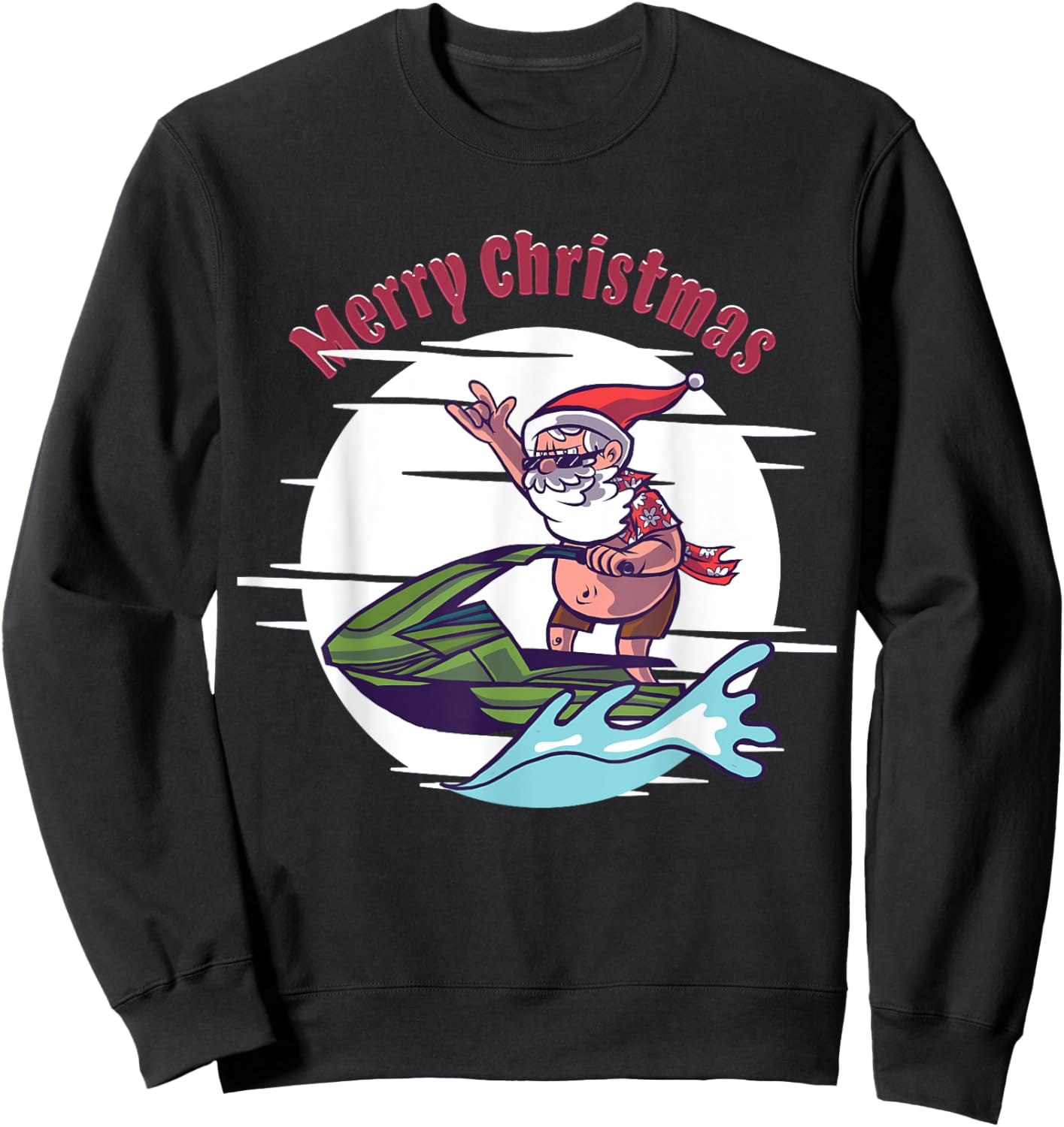 Merry Christmas Santa Jet Ski Watersports Sweatshirt - Sweatshirt | Black