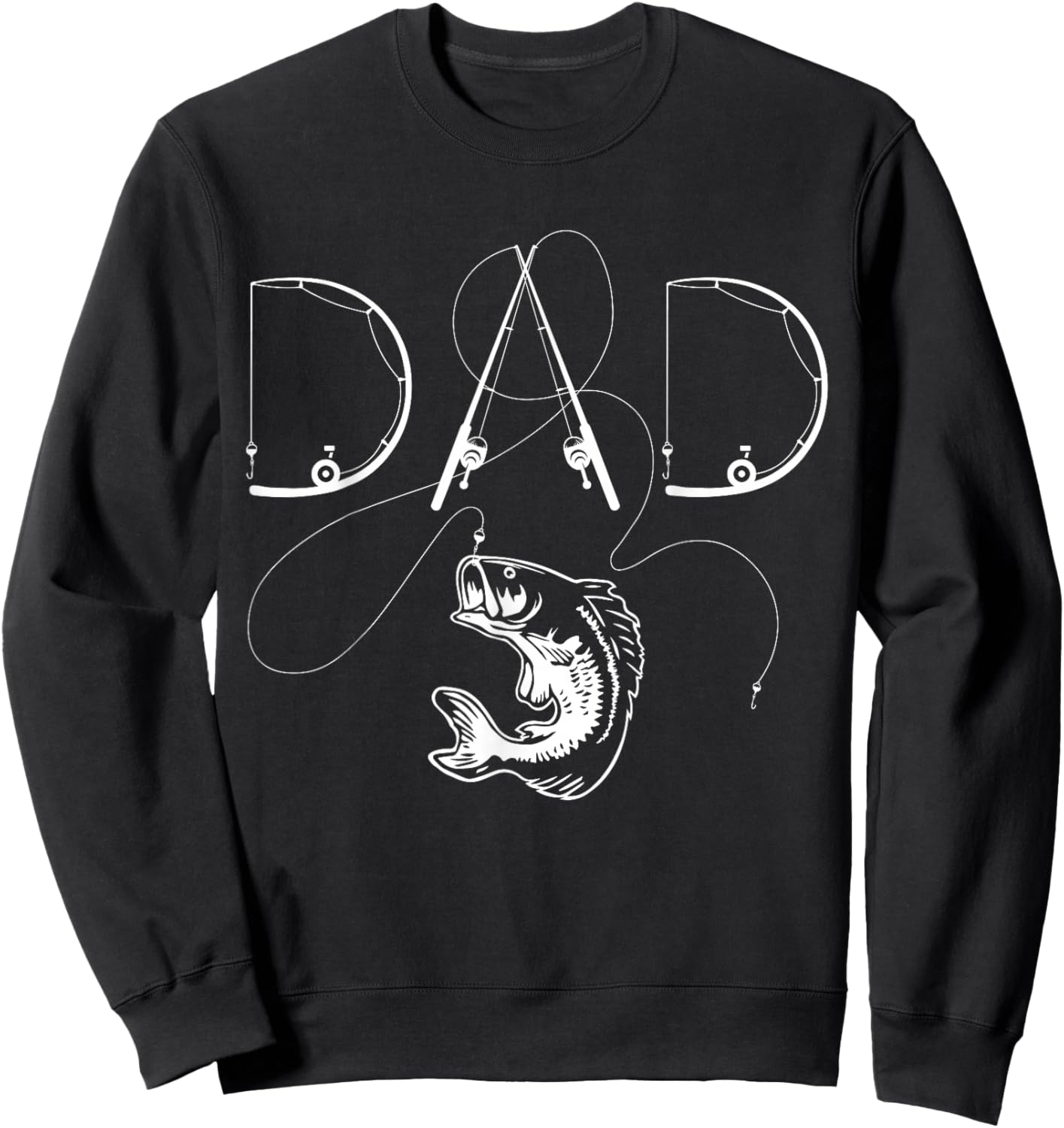 Fisherman Dad Fishing Enthusiast Fish Lover Daddy Father Sweatshirt - Sweatshirt | Black