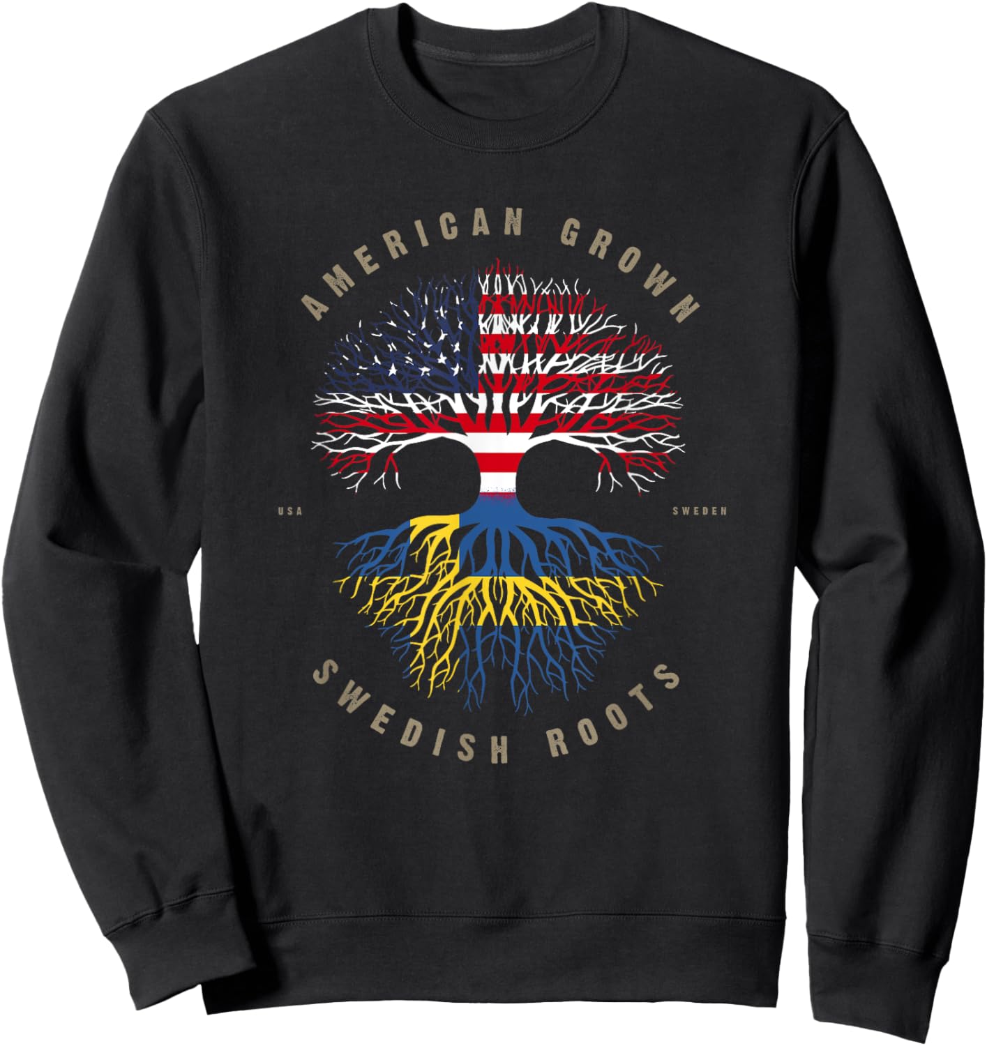 American Grown Swedish Roots Sweden Flag Sweatshirt - Sweatshirt | Black
