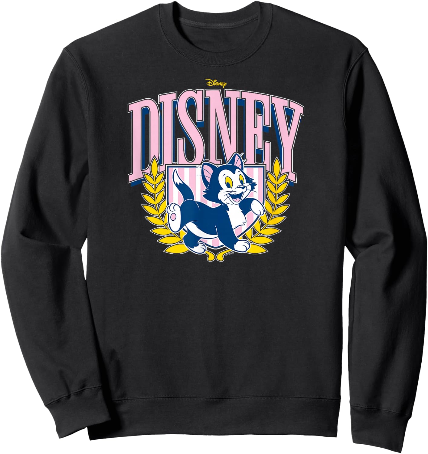 Figaro - Pinocchio Cat Collegiate Varsity Crest Sweatshirt - Sweatshirt | Black