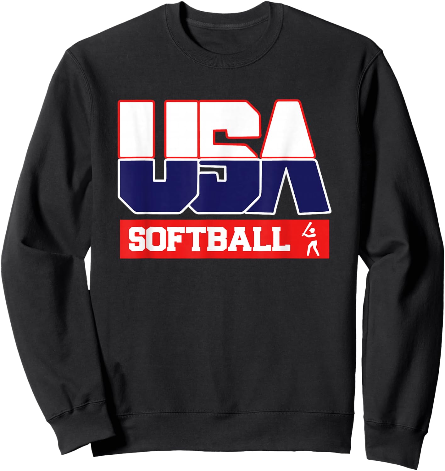 USA Team Softball - Men & Women American Sports Sweatshirt - Sweatshirt | Black