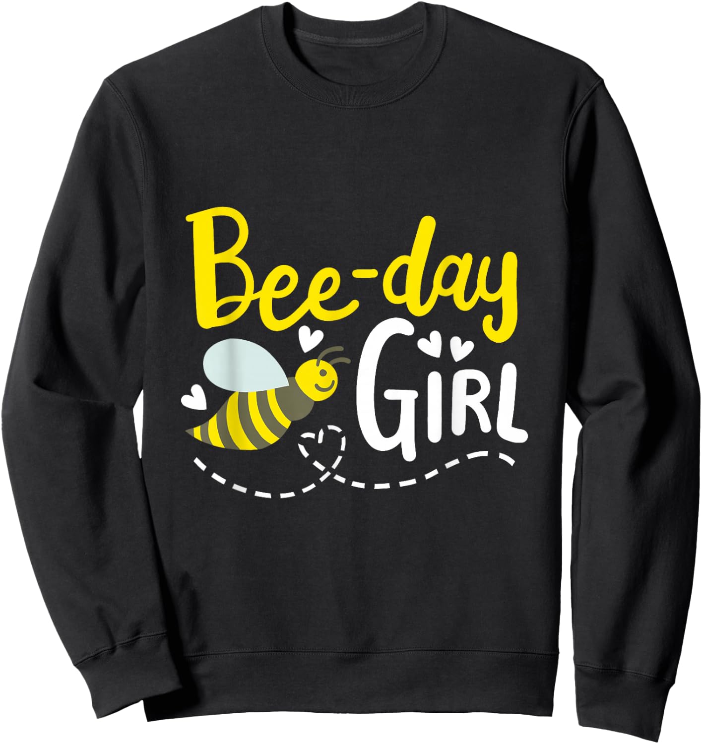 Bee-Day Girl Cute Bee Birthday Party Matching Family Kids Sweatshirt - Sweatshirt | Black