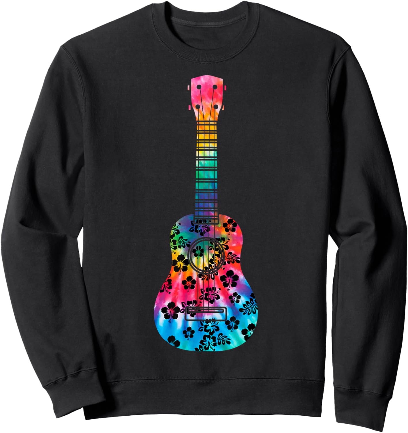 Tie Dye Ukulele Player Hawaiian Sweatshirt - Sweatshirt | Black