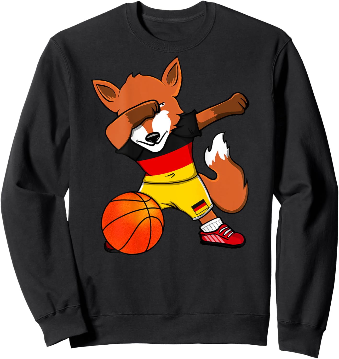 Dabbing Fox Germany Basketball Fans Jersey German Flag Sport Sweatshirt - Sweatshirt | Black