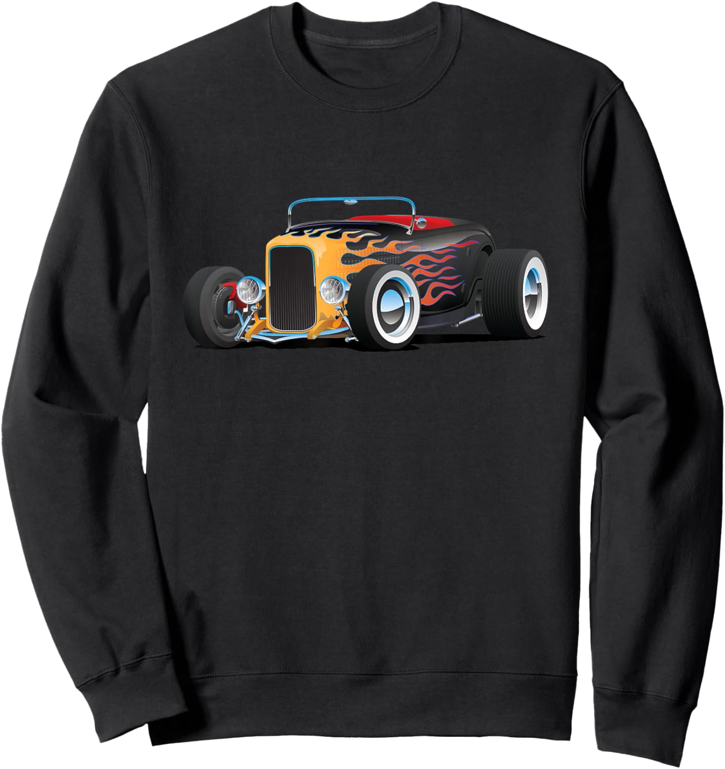 Classic Retro Vintage Custom Hotrod Car Illustration Sweatshirt - Sweatshirt | Black