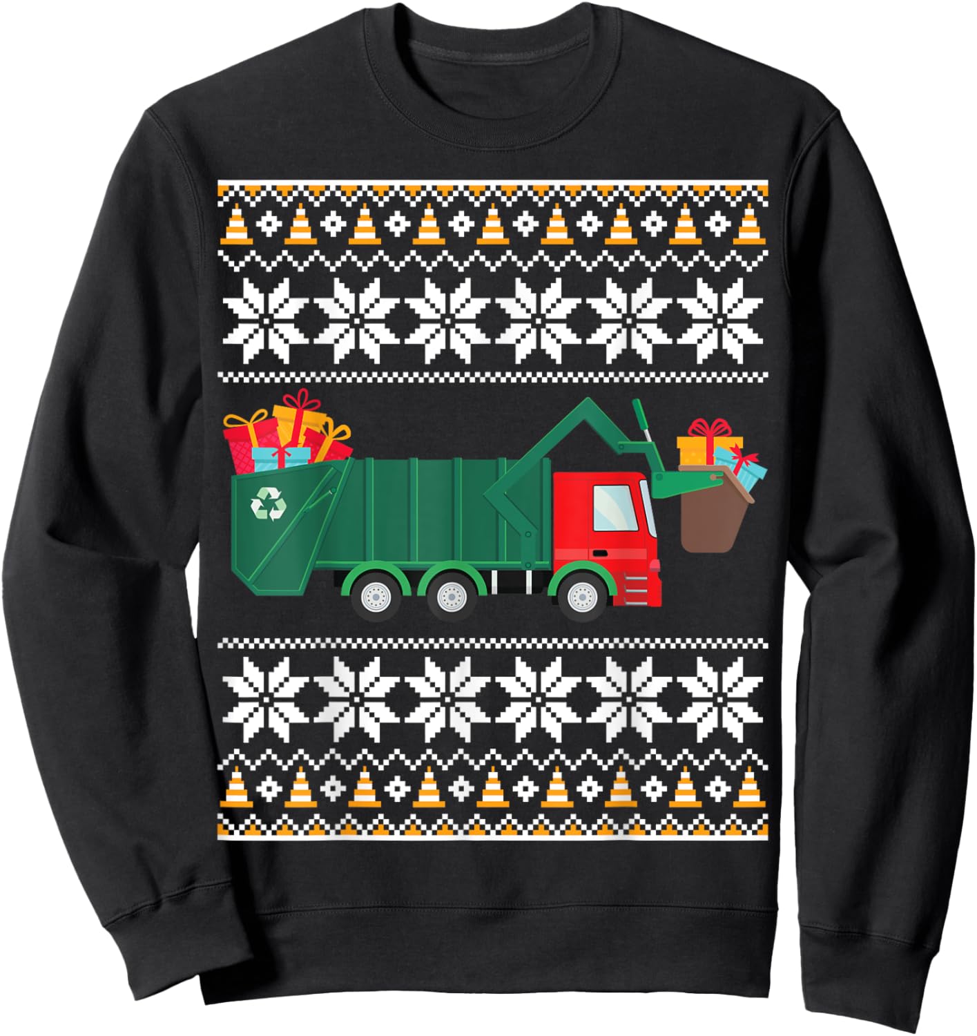 Truck Christmas Shirt Boys Kids Men Garbage Truck Funny Sweatshirt - Sweatshirt | Black