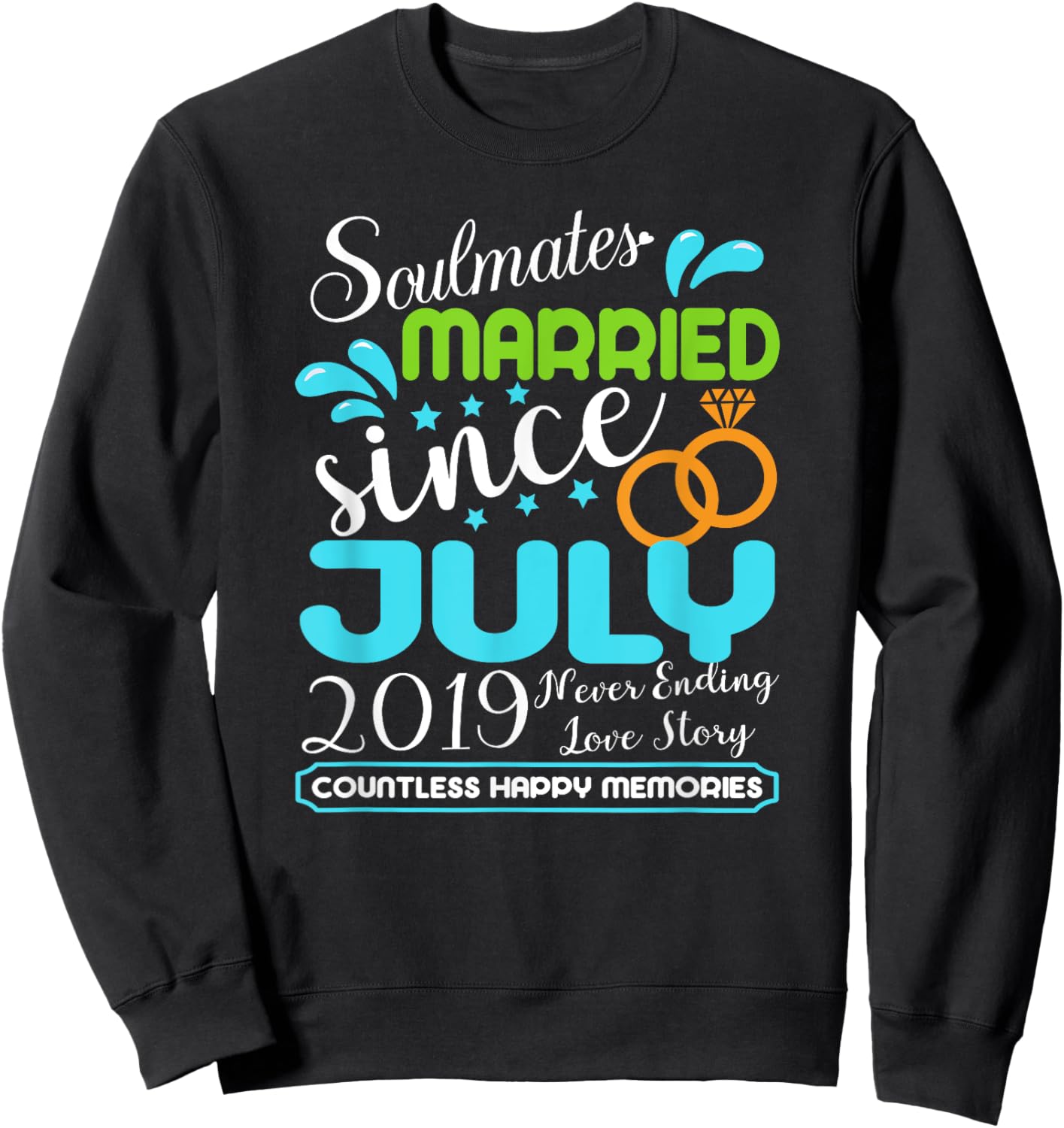 Married Since July 2019, 6th Wedding Anniversary Sweatshirt - Sweatshirt | Black