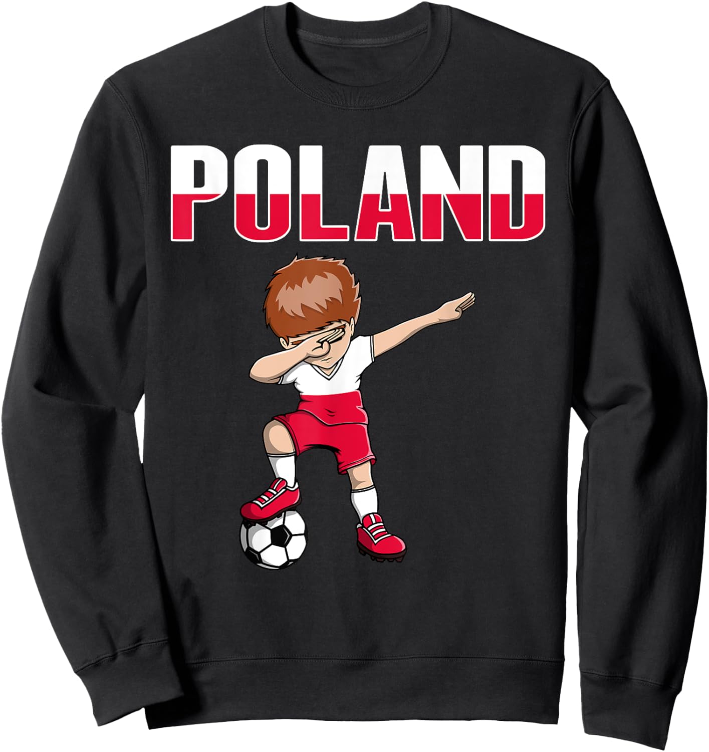Dabbing Soccer Boy Poland Soccer Fans Jersey Polish Football Sweatshirt - Sweatshirt | Black