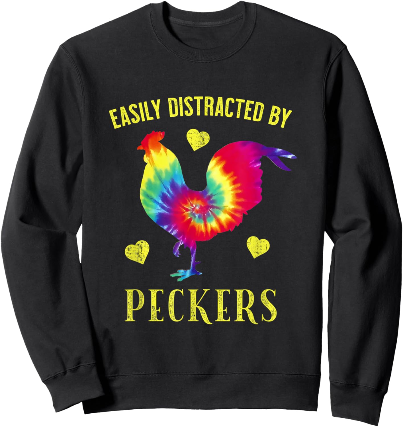 Funny Easily Distracted By Peckers For Chicken Lovers Sweatshirt - Sweatshirt | Black
