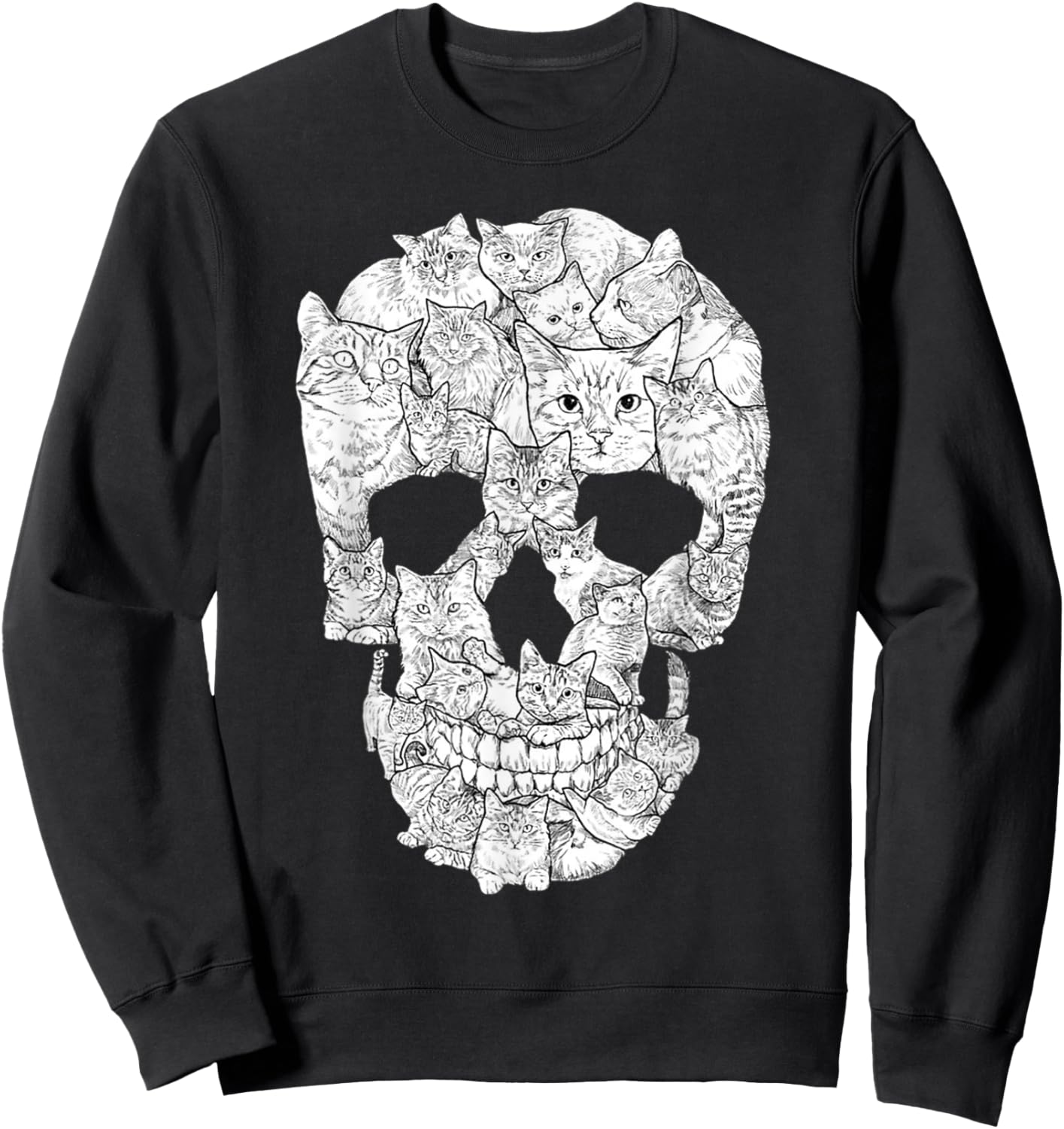 Cat Skull - Kitty Skeleton Halloween Costume Idea Women Kids Sweatshirt - Sweatshirt | Black