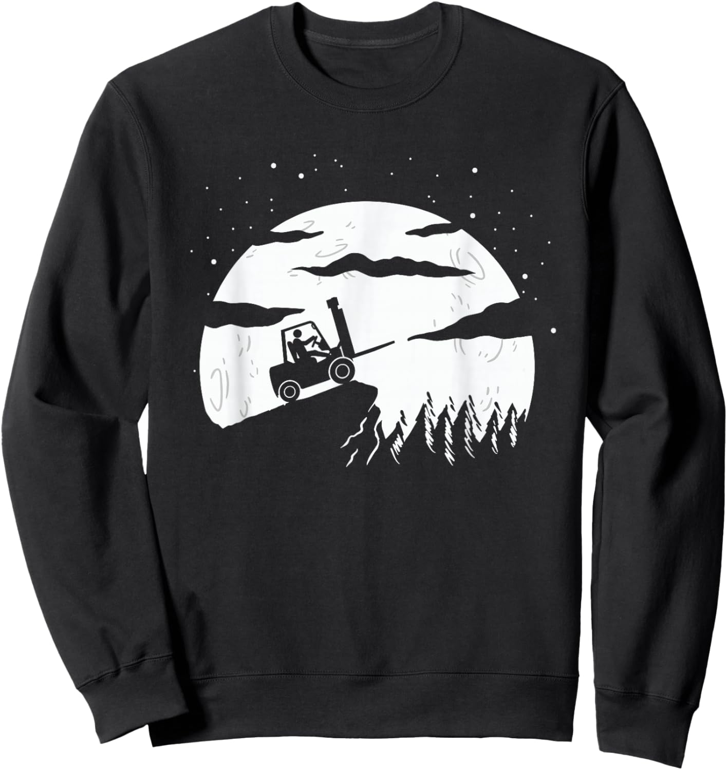 Forklift Driver | Moon Background | Funny Fork-Lift Truck Sweatshirt - Sweatshirt | Black