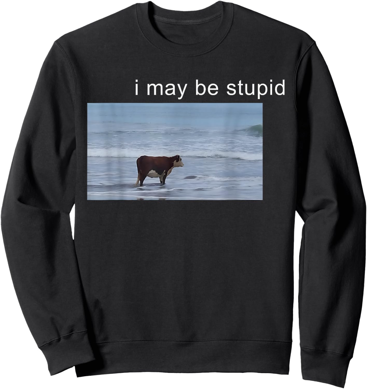 I May Be Stupid Funny Cow Oddly Specific Dank Meme Sweatshirt - Sweatshirt | Black