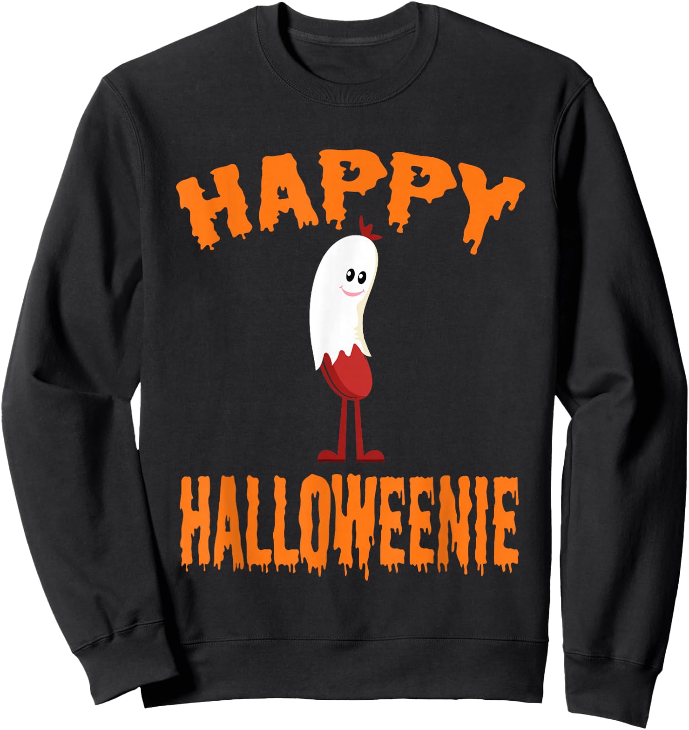 Happy Halloweenie Adult Halloween Humor Joke Hotdog Sweatshirt - Sweatshirt | Black