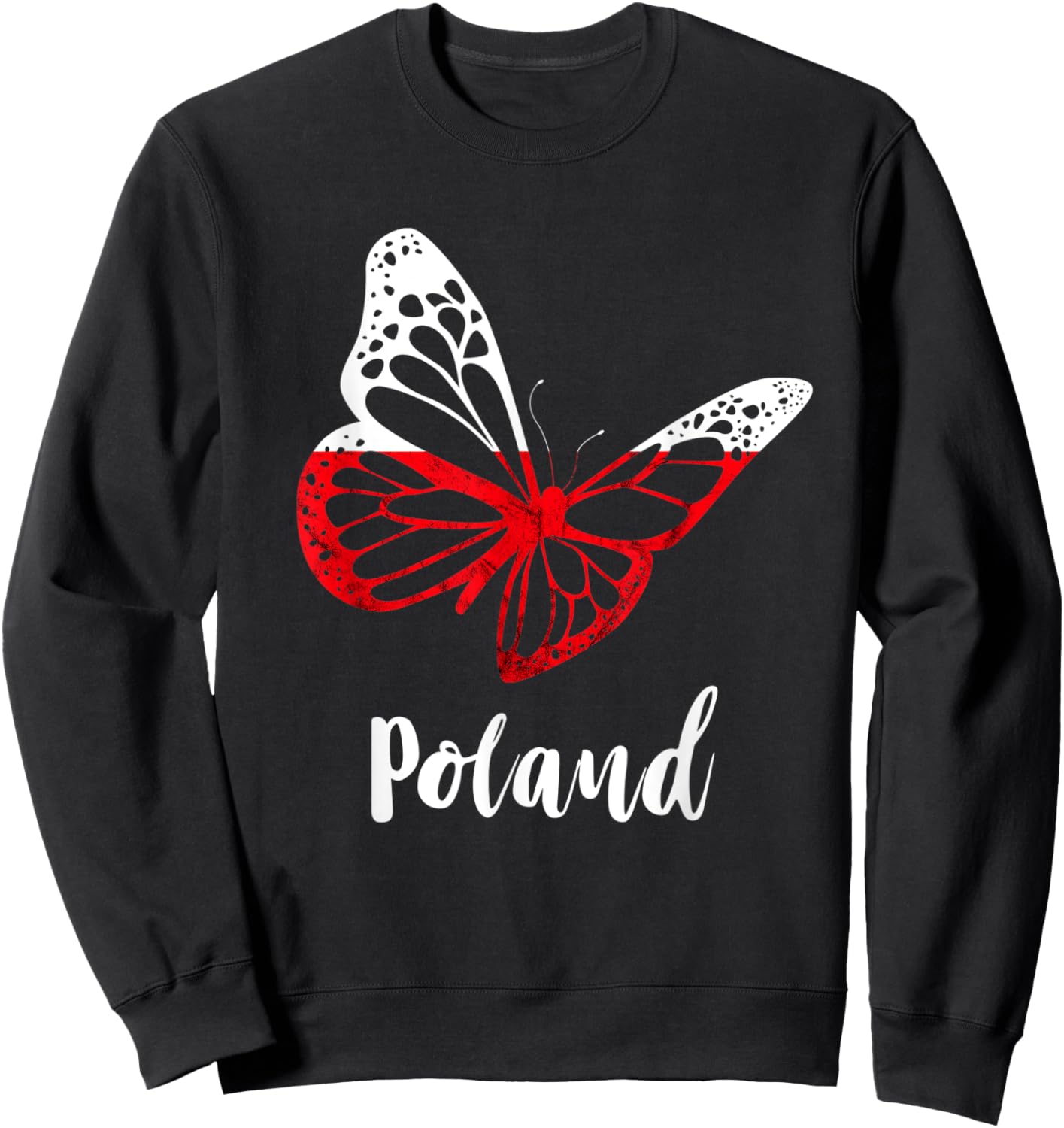 Poland Flag Butterfly Wing Polish Roots Polish Pride Poland Sweatshirt - Sweatshirt | Black