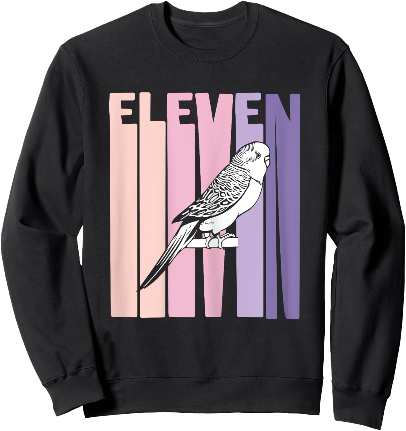 11 Year Old Budgie Parakeet Lover Birthday Girl 11th B-Day Sweatshirt - Sweatshirt | Black