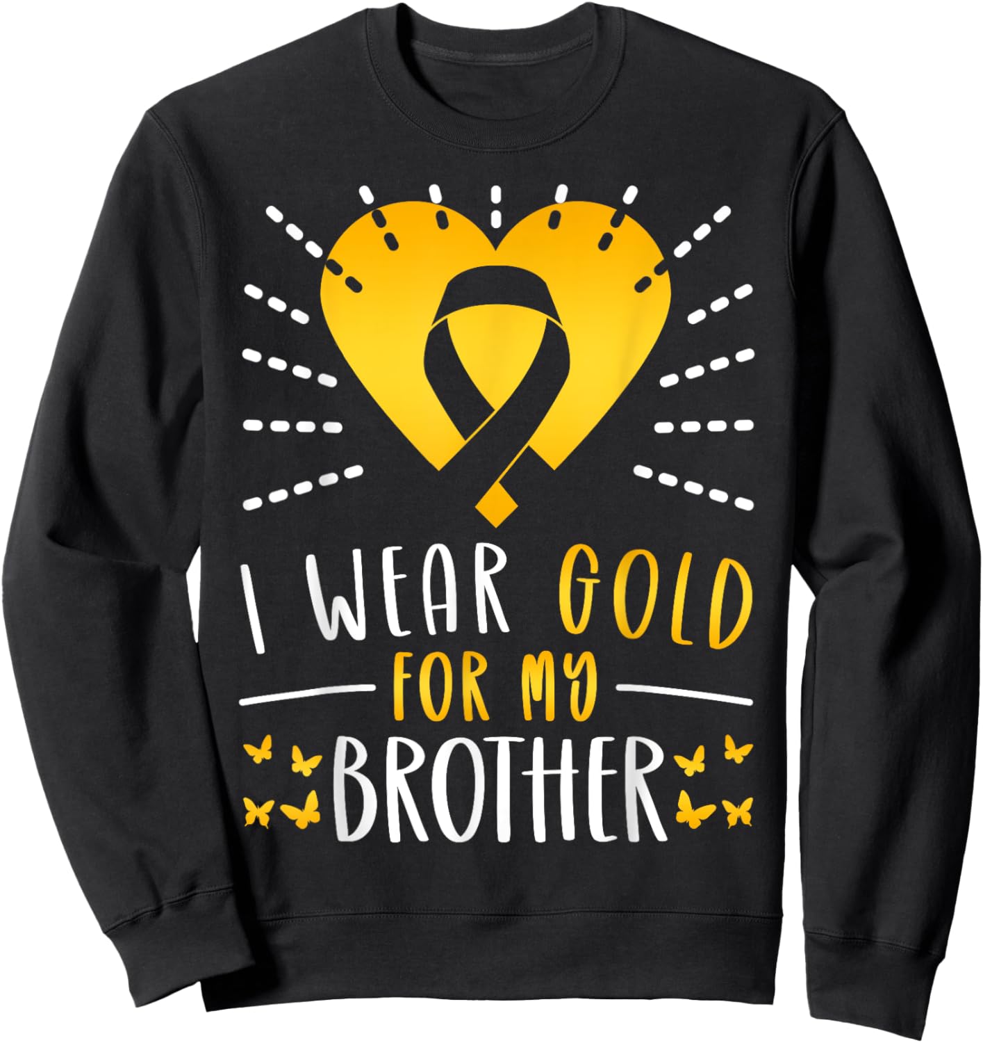 I Wear Gold For My Brother Heart Sweatshirt - Sweatshirt | Black