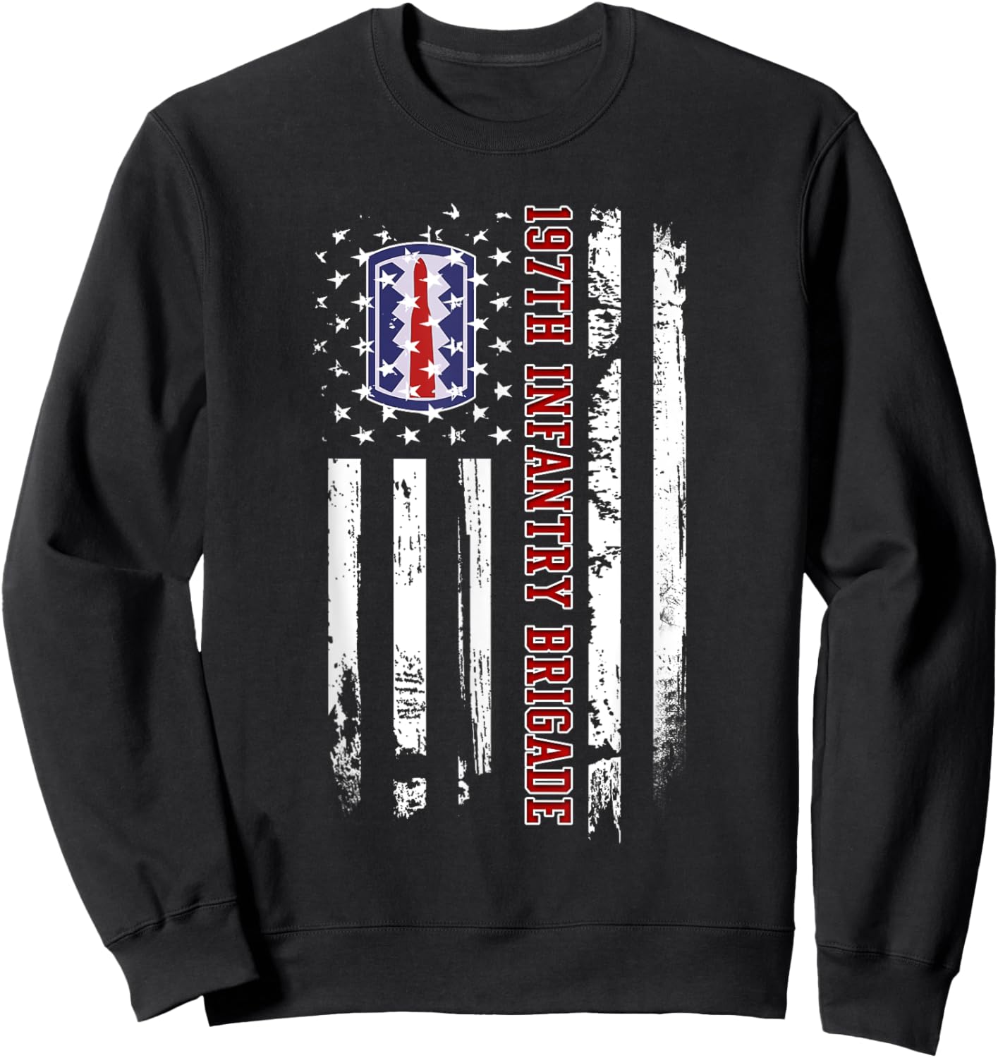 197th Infantry Brigade Veteran USA Flag Veterans Day Xmas Women Men Sweatshirt - Sweatshirt | Black