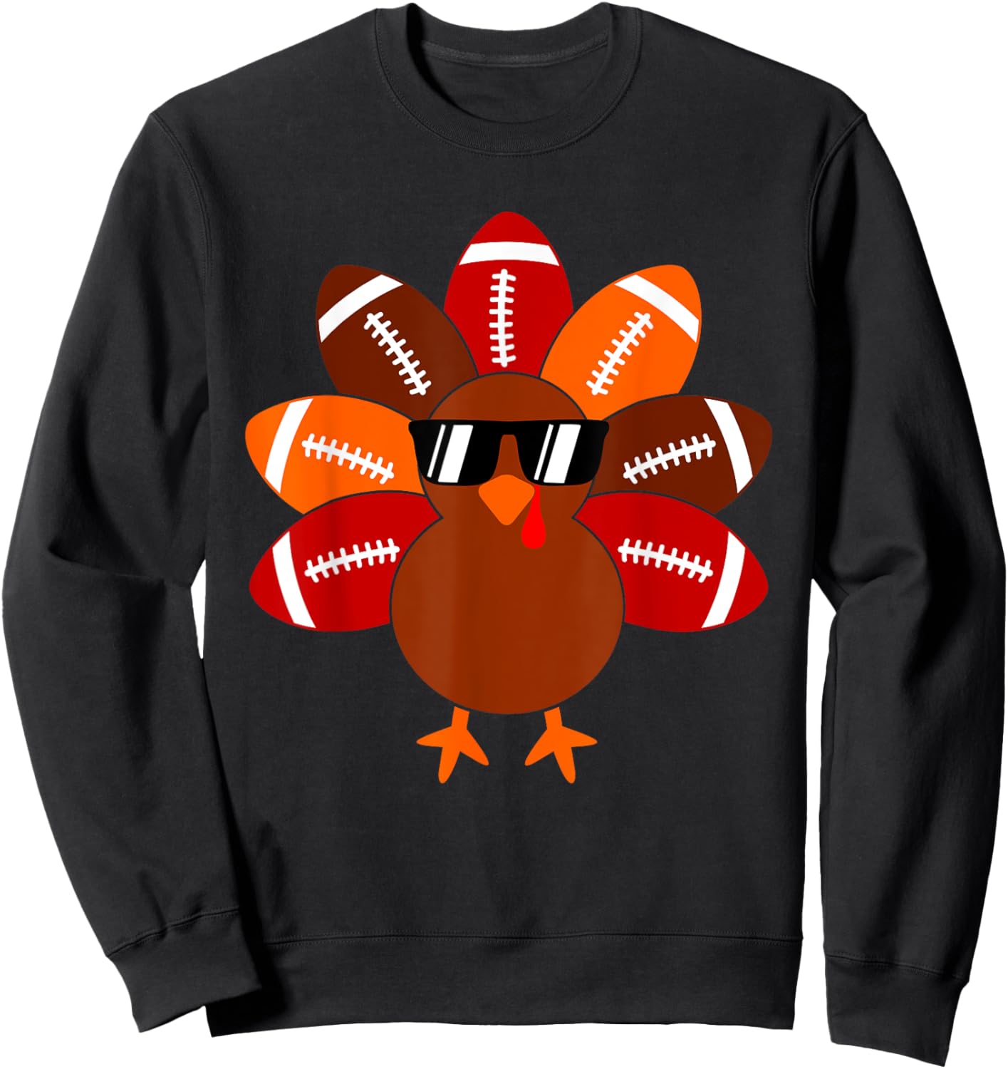 Football Turkey Balls Thanksgiving Shirt Boys Kids Men Women Sweatshirt - Sweatshirt | Black