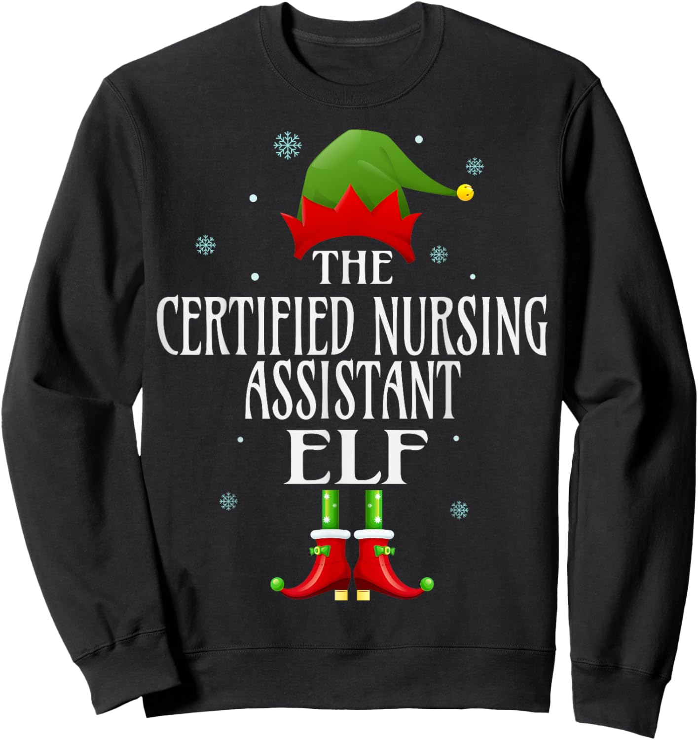 CNA Certified Nursing Assistant Elf Xmas Matching Christmas Sweatshirt - Sweatshirt | Black