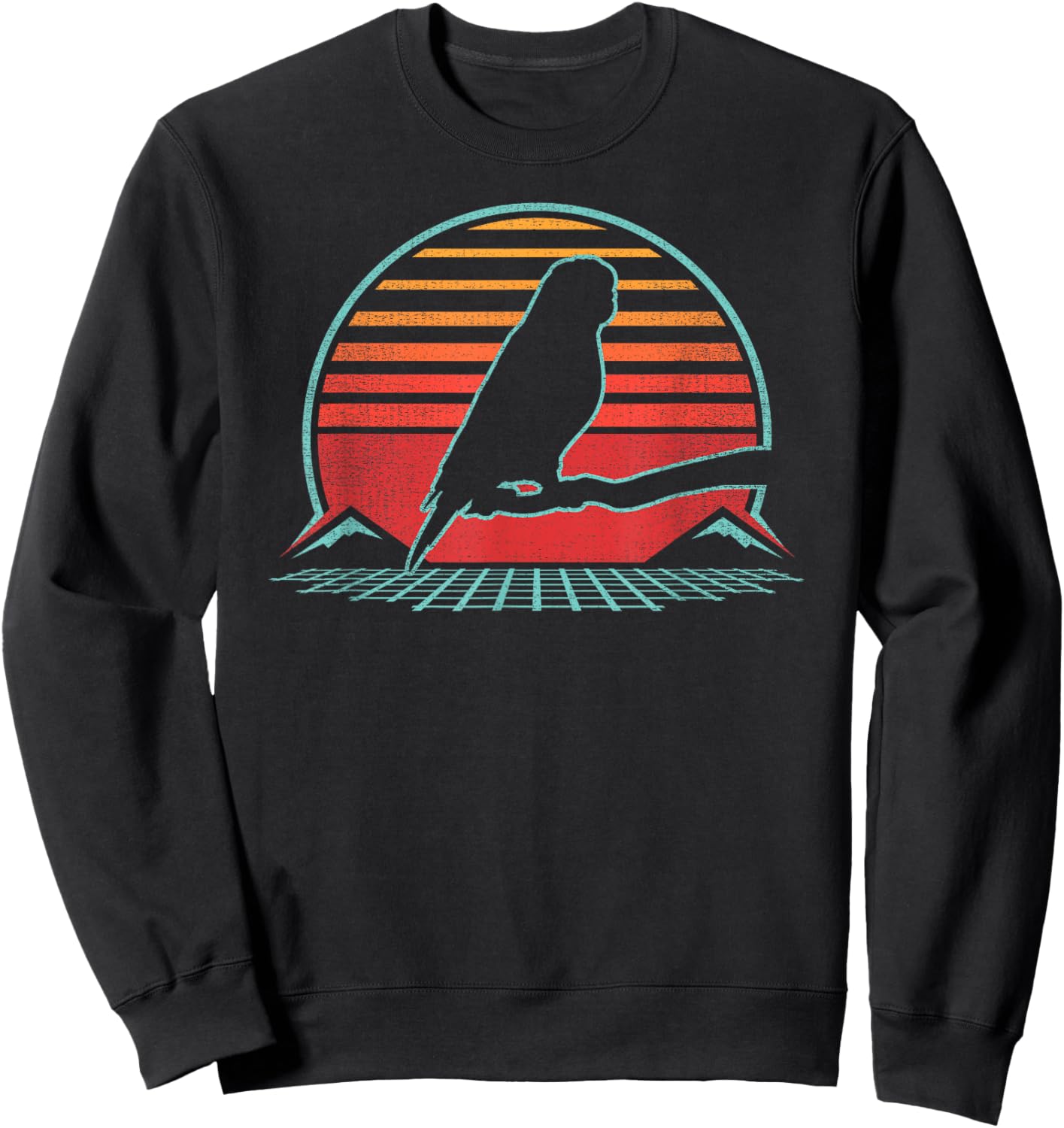 Budgie Budgerigar Pet Bird Retro Parakeet Vintage 80s Style Sweatshirt - Sweatshirt | Black