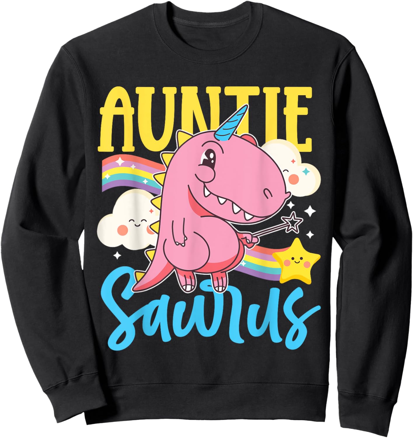 Cute Auntie Saurus Design For Aunt To Be Sweatshirt - Sweatshirt | Black
