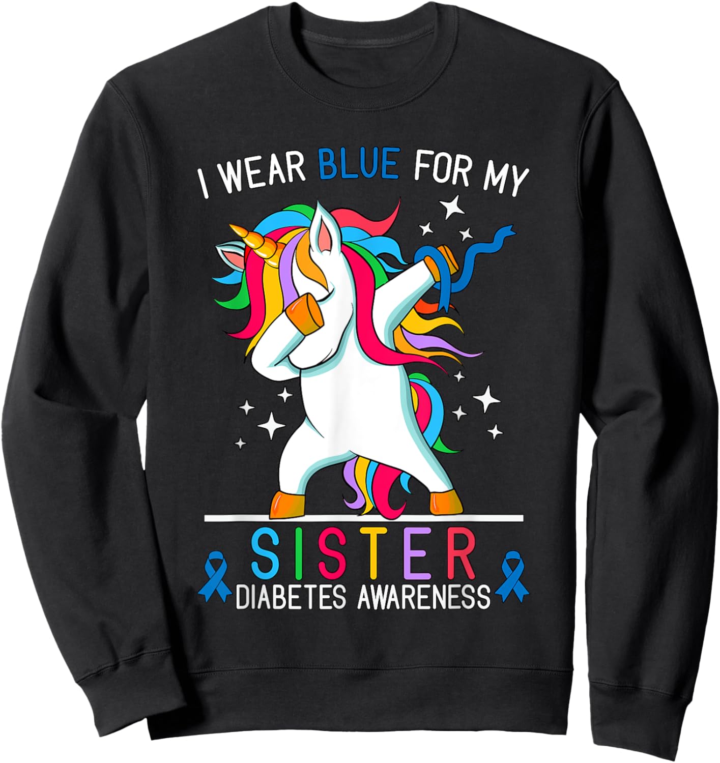 I Wear Blue For My Sister Type One Diabetes Awareness Kids Sweatshirt - Sweatshirt | Black
