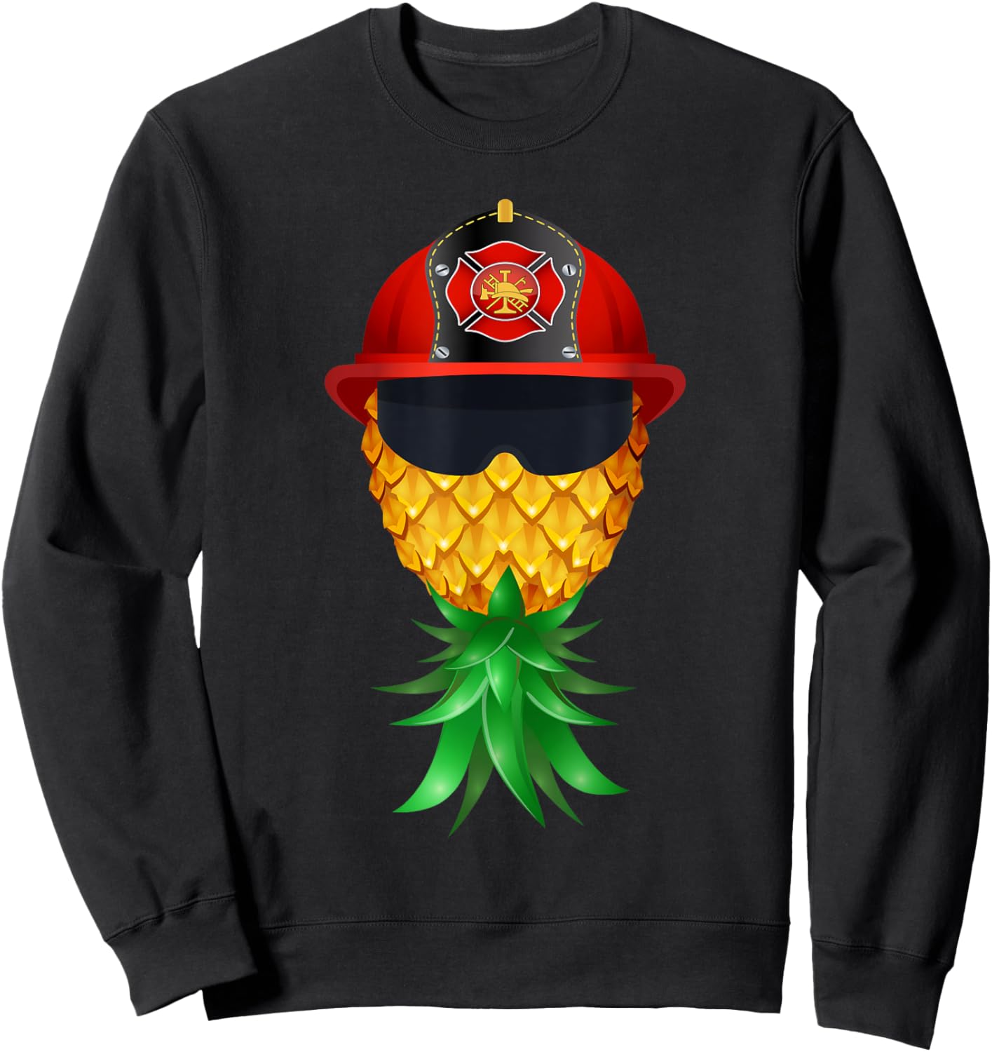 Swinger Upside Down Pineapple Firefighter Red Helmet Sweatshirt - Sweatshirt | Black