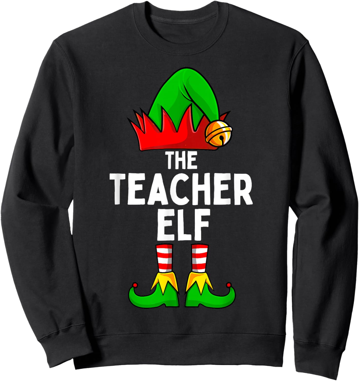Teacher Elf Matching Family Christmas Women Men Sweatshirt - Sweatshirt | Black