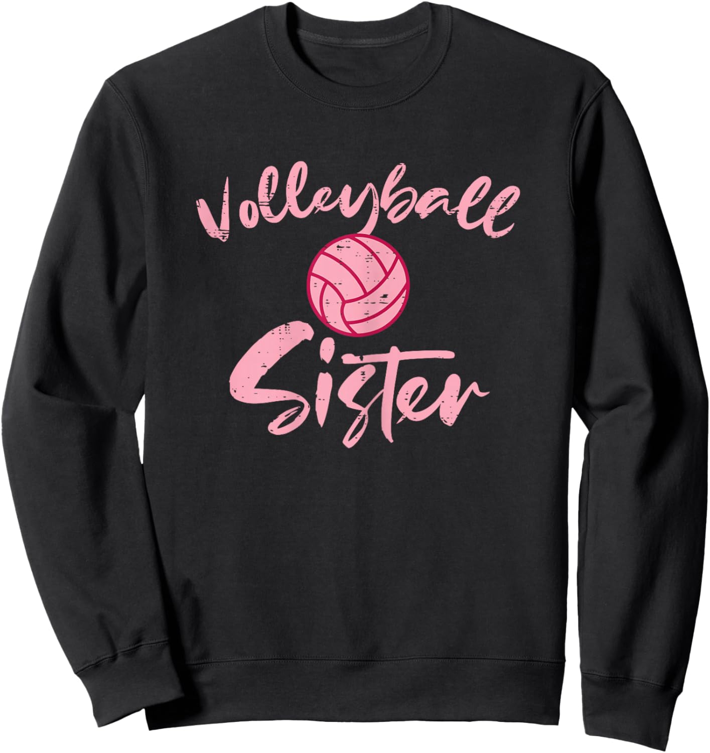 Pink Volleyball Sister Cute Family Matching Sis Girls Women Sweatshirt - Sweatshirt | Black