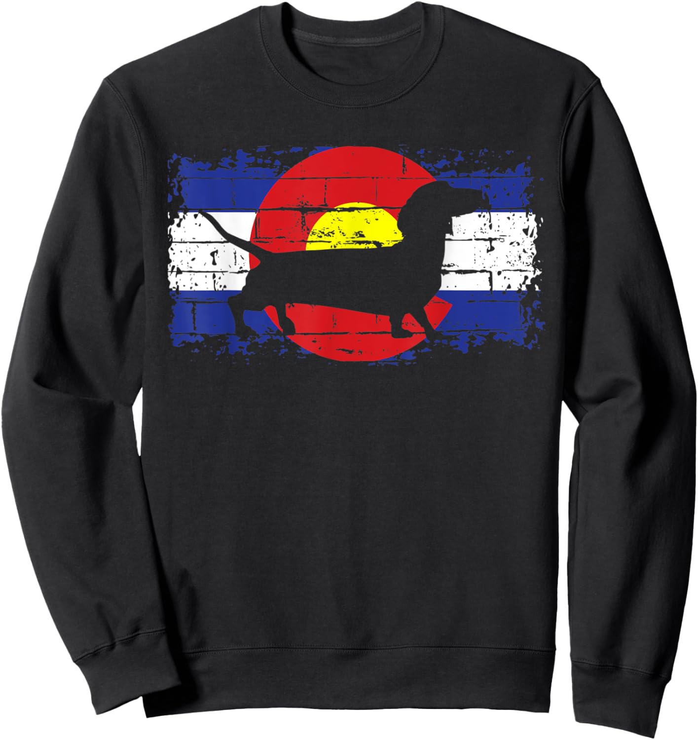Colorado Flag Dachshund Wiener Dog Lover Pet Owner Doxie Men Women Sweatshirt - Sweatshirt | Black