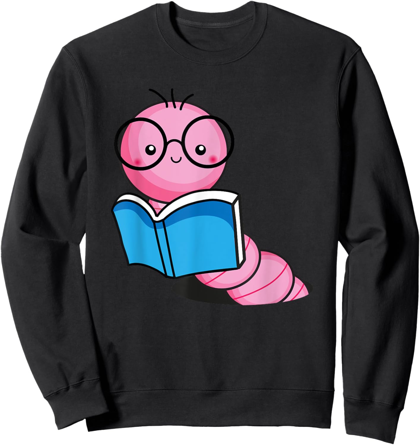 Book Worm Costume World Book Day Cute Kawaii Worm Reading Sweatshirt - Sweatshirt | Black
