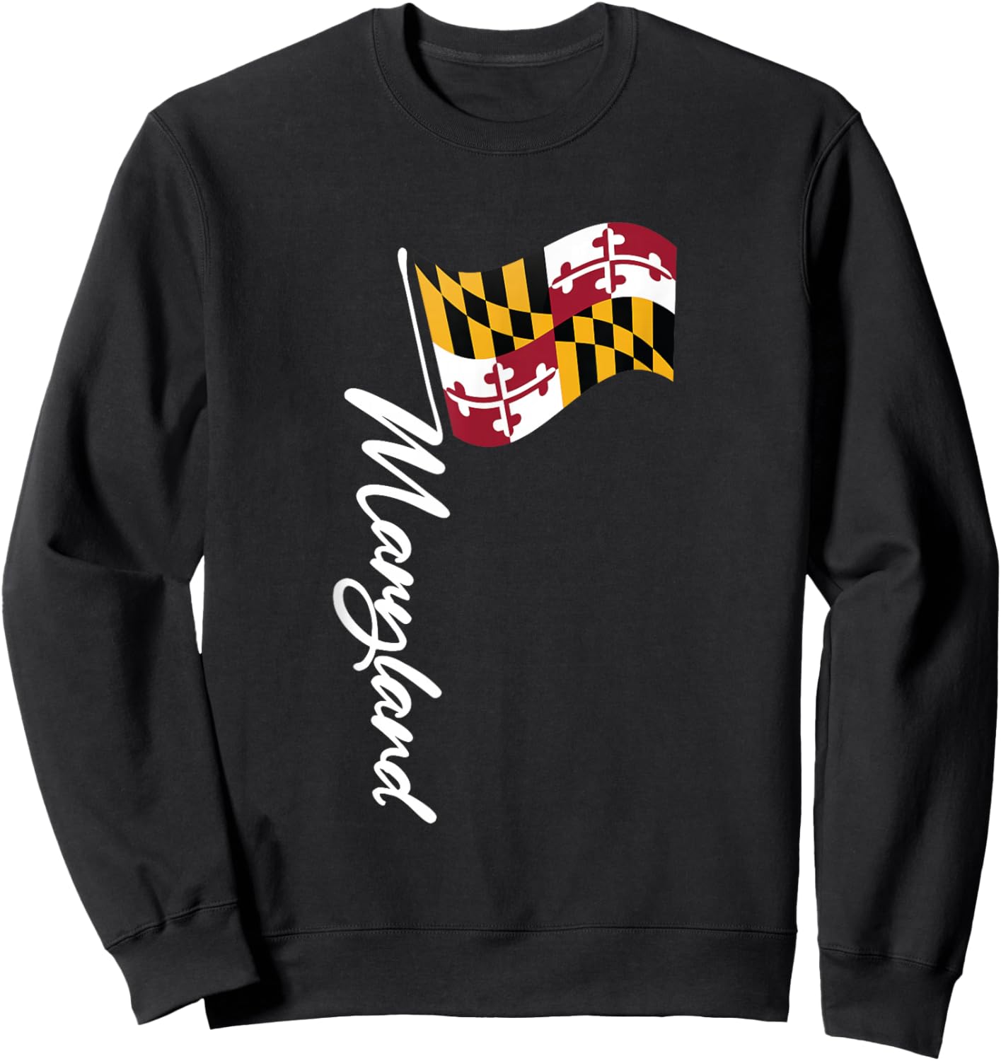 Maryland Signature Flag Pole - Elegant Marylander Flag Sweatshirt - Sweatshirt | Black