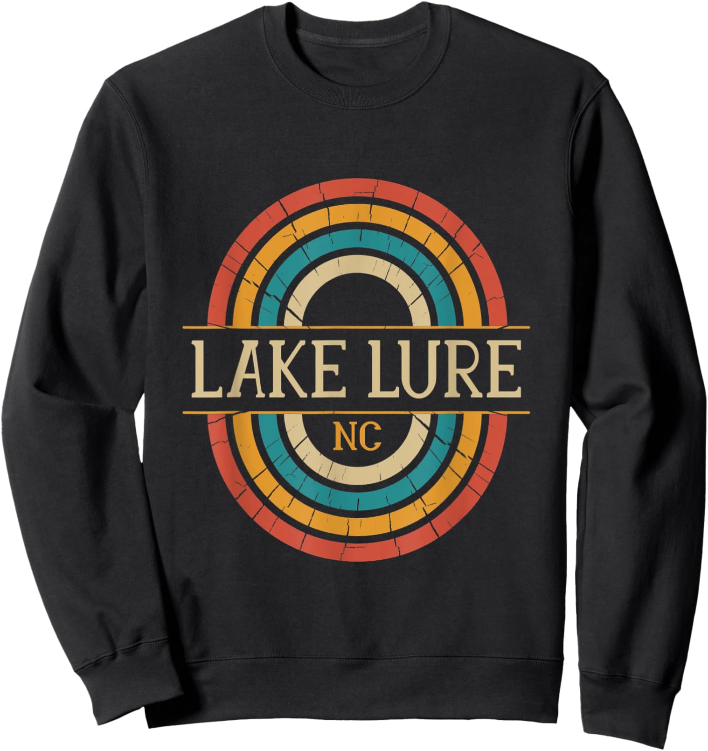 Lake Lure North Carolina Vintage NC Distressed Retro 70s 80s Sweatshirt - Sweatshirt | Black