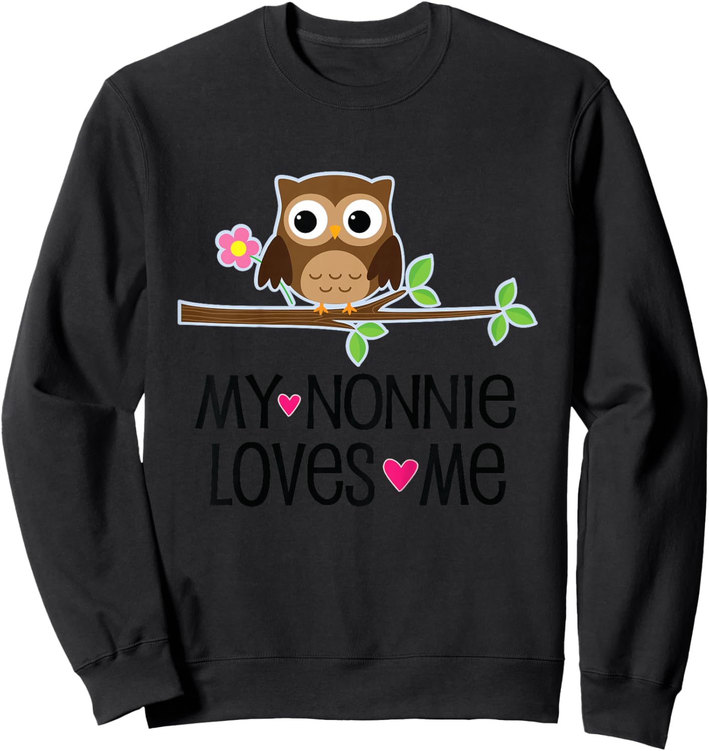 Kids My Nonnie Loves Me Granddaughter Owl Sweatshirt - Sweatshirt | Black